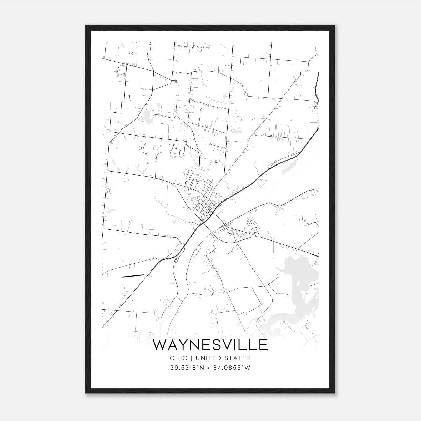 Waynesville Ohio Map Poster, Modern Home Decor Wall Art Print Waynesville Ohio Map Poster, Modern Home Decor Wall Art Print