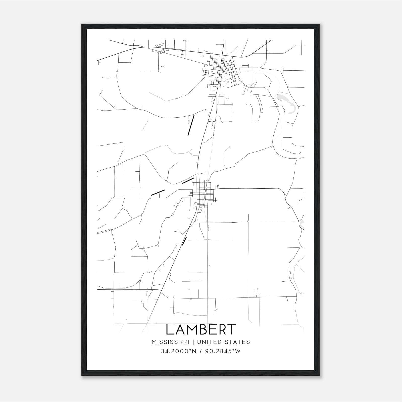 Lambert Mississippi Map Poster, Modern Home Decor Wall Art Print Lambert Mississippi Map Poster, Modern Home Decor Wall Art Print