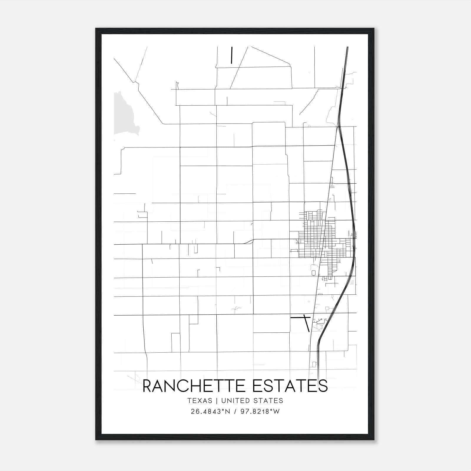 Ranchette Estates Texas Map Poster, Modern Home Decor Wall Art Print Ranchette Estates Texas Map Poster, Modern Home Decor Wall Art Print