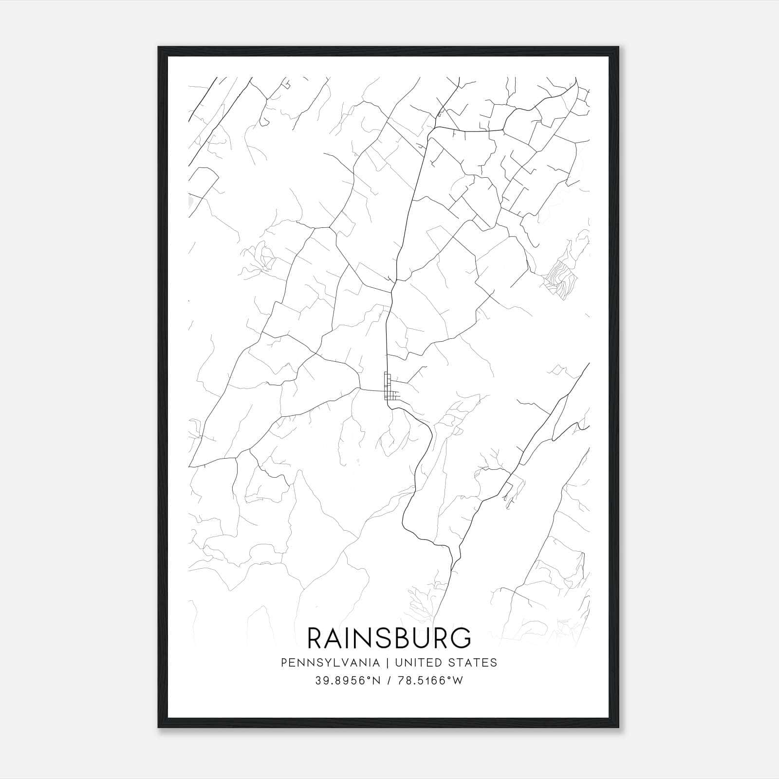 Rainsburg Pennsylvania Map Poster, Modern Home Decor Wall Art Print Rainsburg Pennsylvania Map Poster, Modern Home Decor Wall Art Print