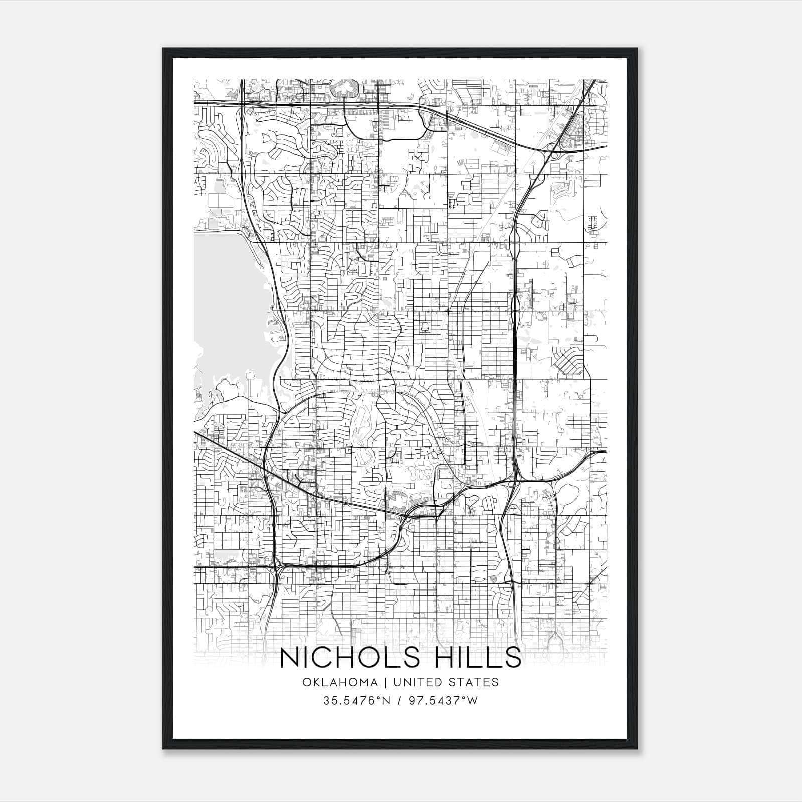 Nichols Hills Oklahoma Map Poster, Modern Home Decor Wall Art Print Nichols Hills Oklahoma Map Poster, Modern Home Decor Wall Art Print
