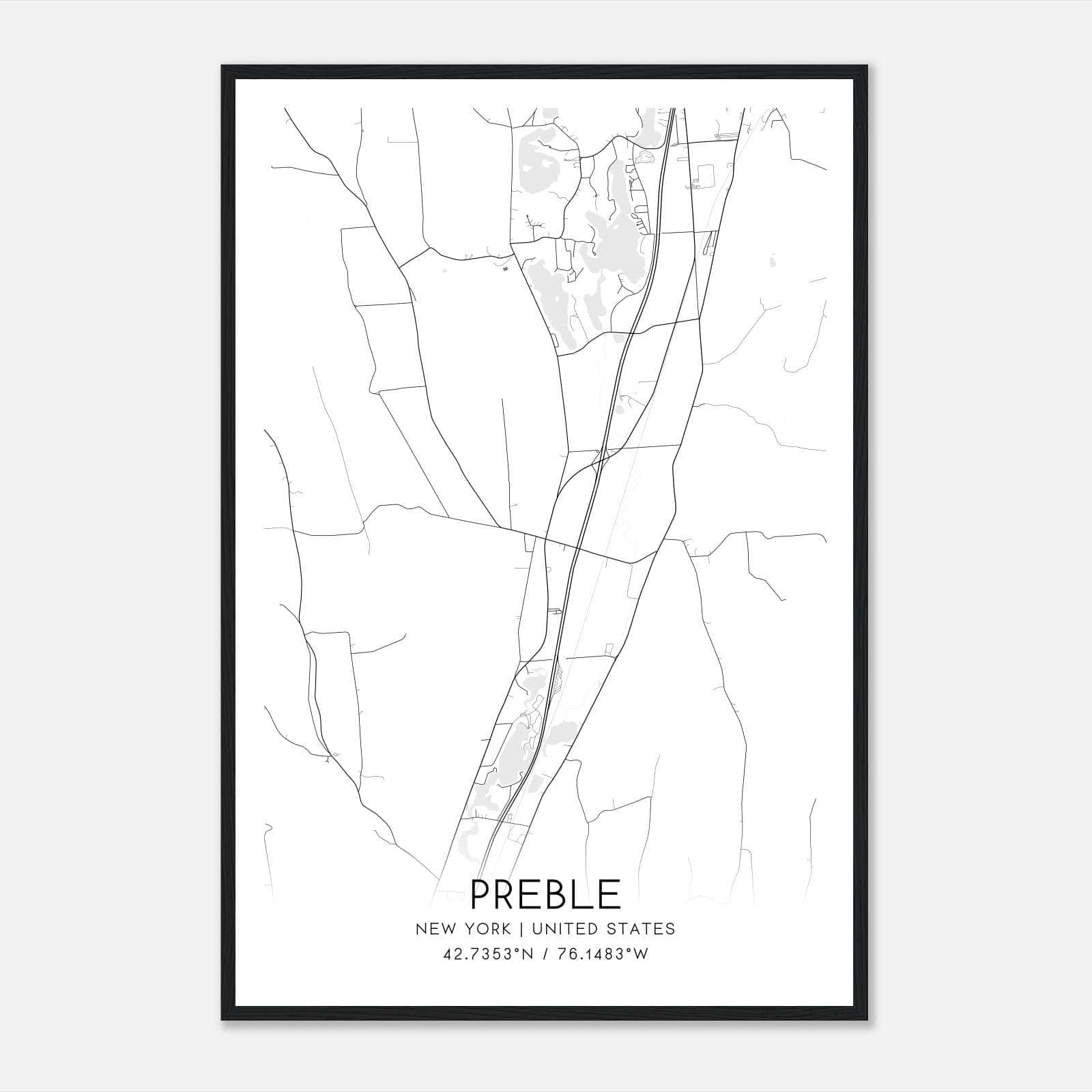 Preble New York Map Poster, Modern Home Decor Wall Art Print Preble New York Map Poster, Modern Home Decor Wall Art Print