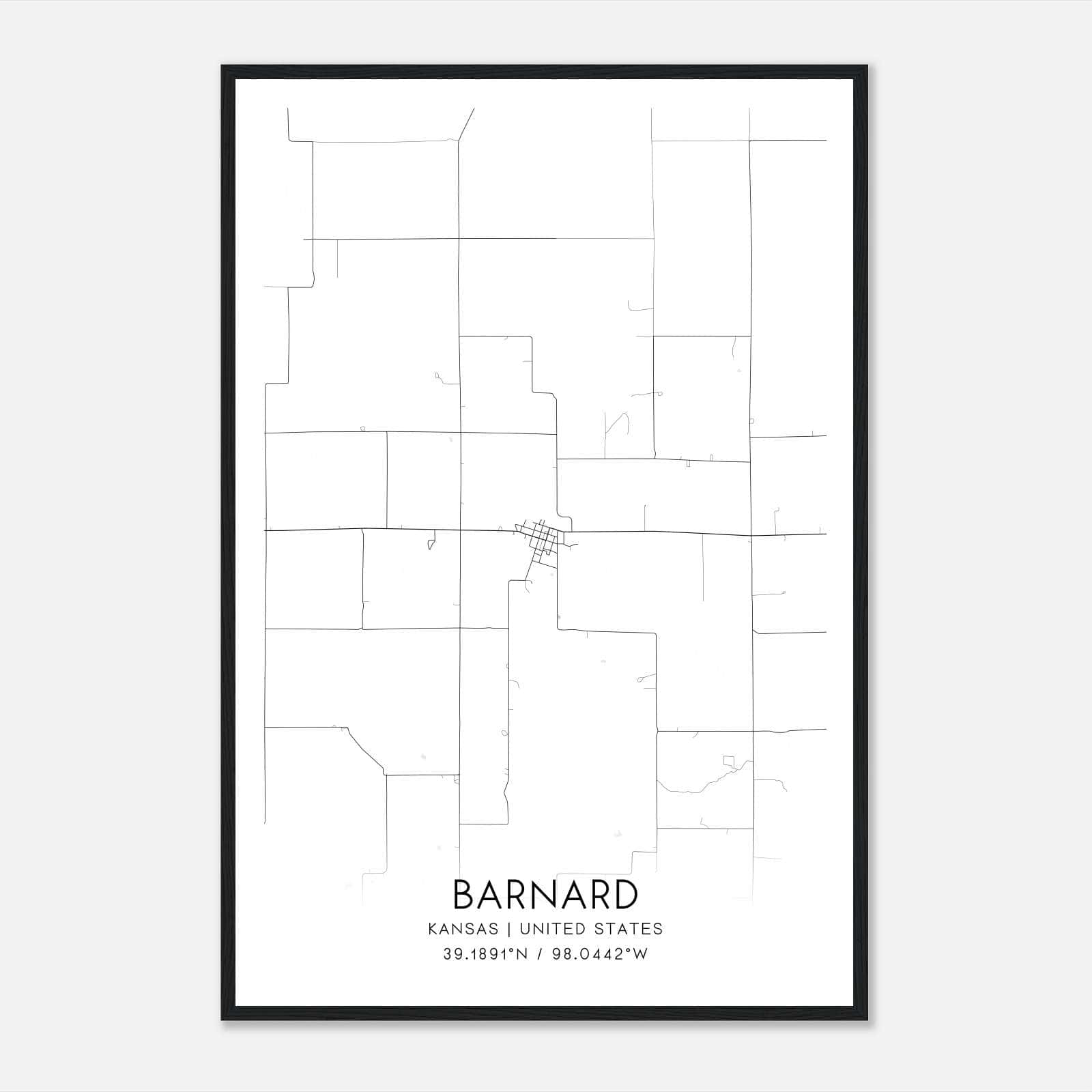 Barnard Kansas Map Poster, Modern Home Decor Wall Art Print Barnard Kansas Map Poster, Modern Home Decor Wall Art Print