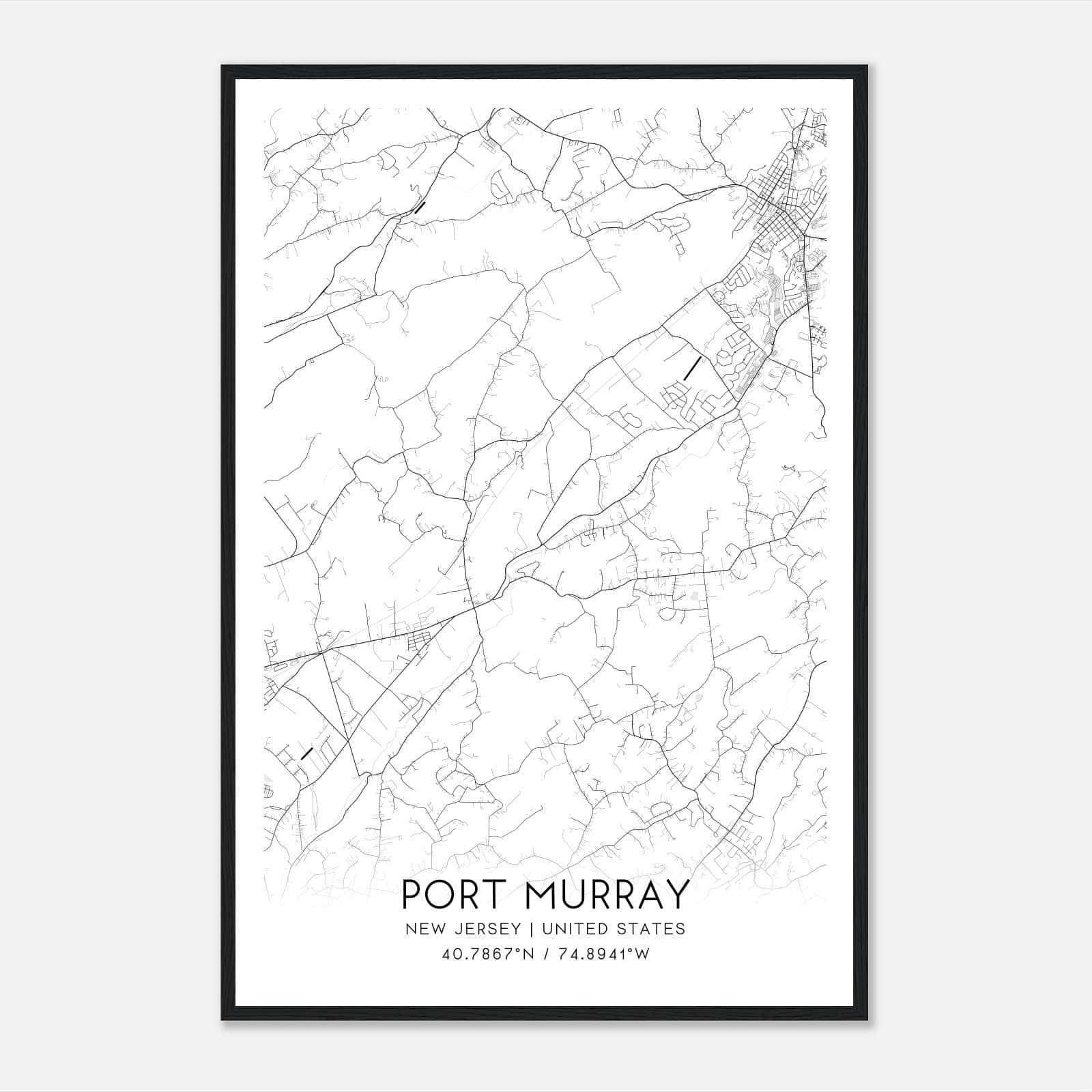 Port Murray New Jersey Map Poster, Modern Home Decor Wall Art Print Port Murray New Jersey Map Poster, Modern Home Decor Wall Art Print