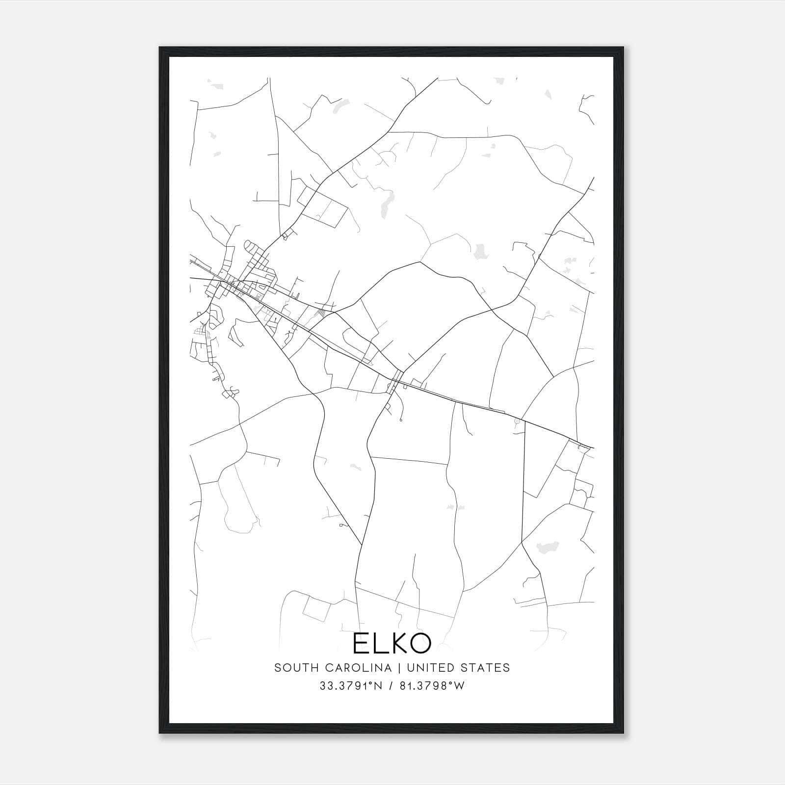 Elko South Carolina Map Poster, Modern Home Decor Wall Art Print Elko South Carolina Map Poster, Modern Home Decor Wall Art Print