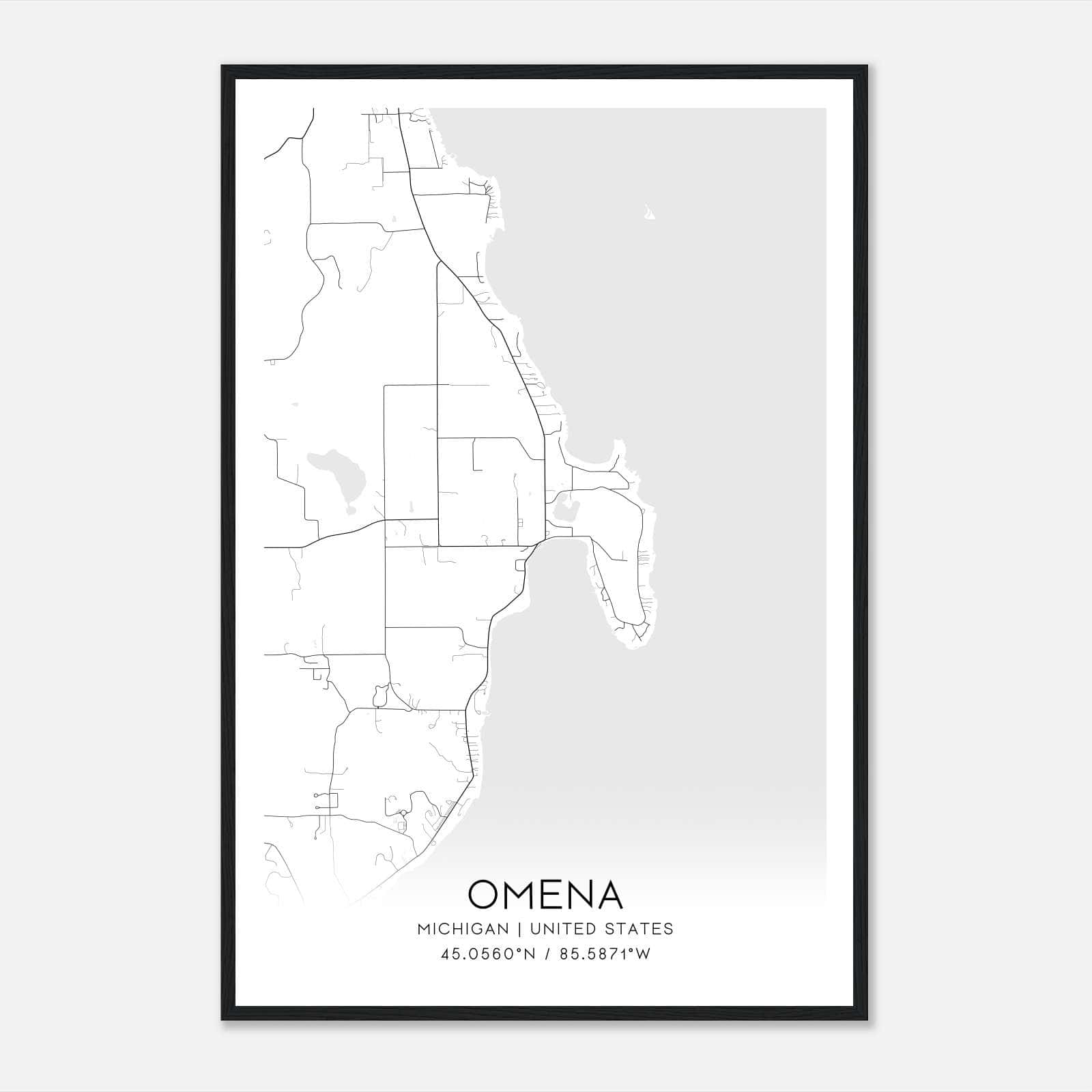 Omena Michigan Map Poster, Modern Home Decor Wall Art Print Omena Michigan Map Poster, Modern Home Decor Wall Art Print