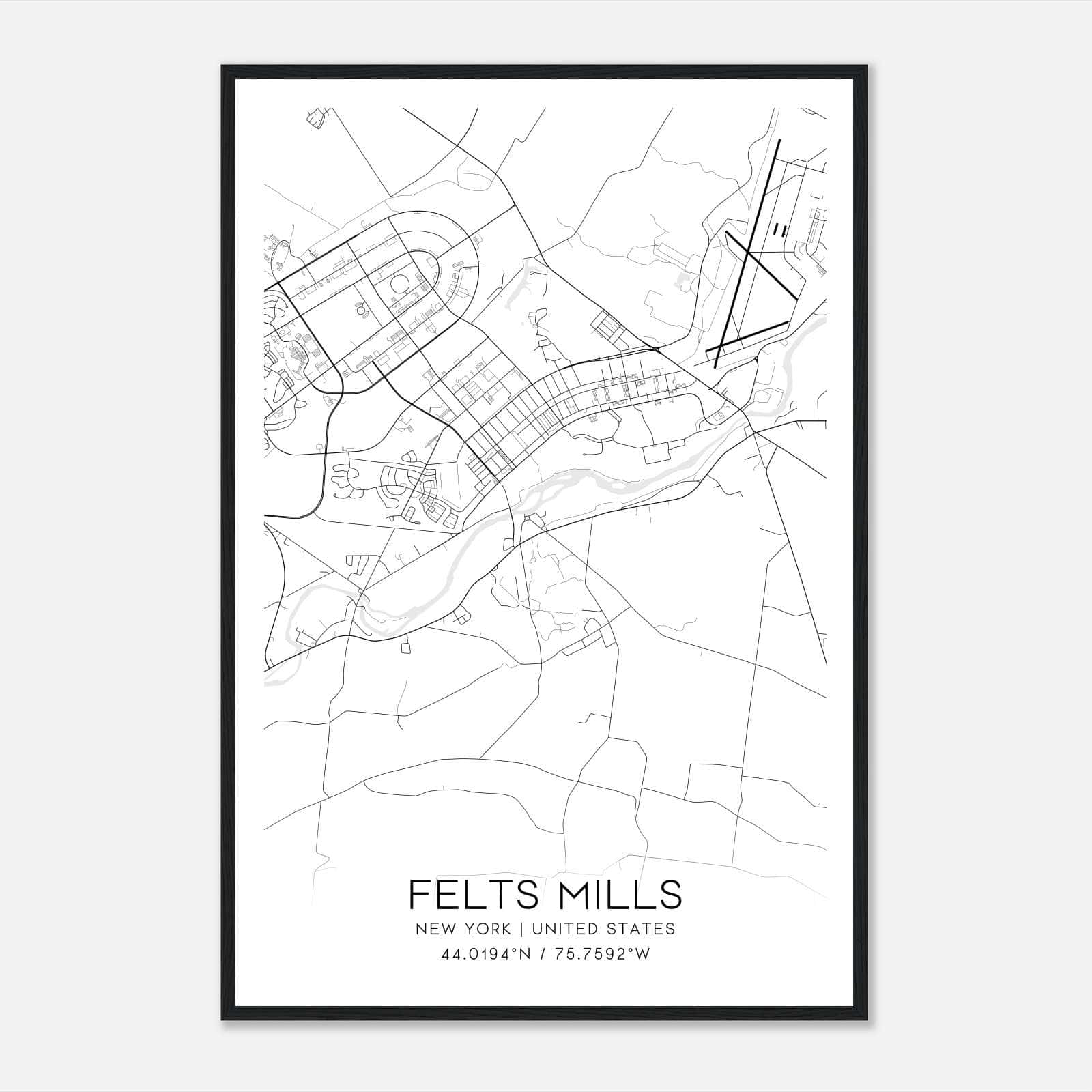 Felts Mills New York Map Poster, Modern Home Decor Wall Art Print Felts Mills New York Map Poster, Modern Home Decor Wall Art Print