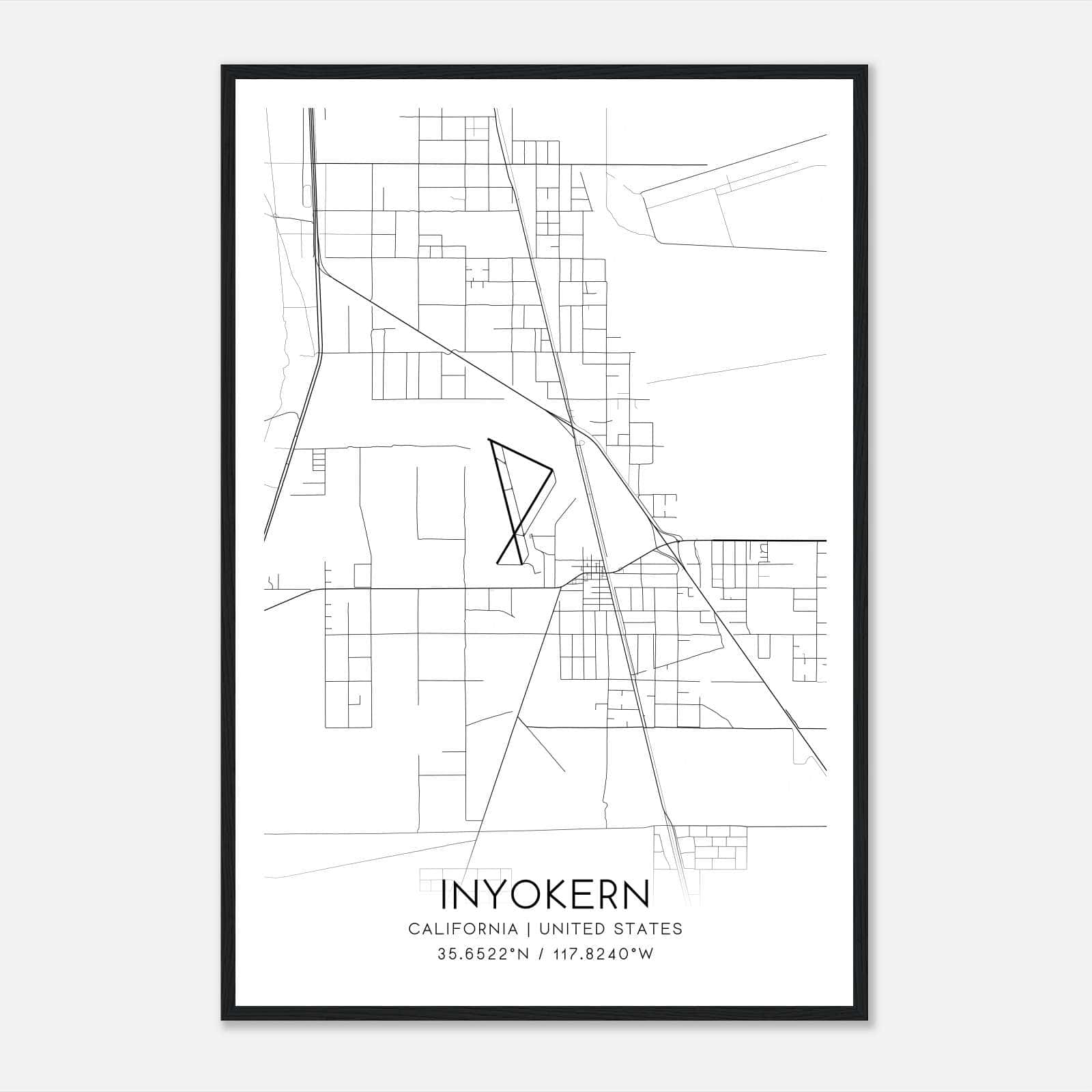 Inyokern California Map Poster, Modern Home Decor Wall Art Print Inyokern California Map Poster, Modern Home Decor Wall Art Print