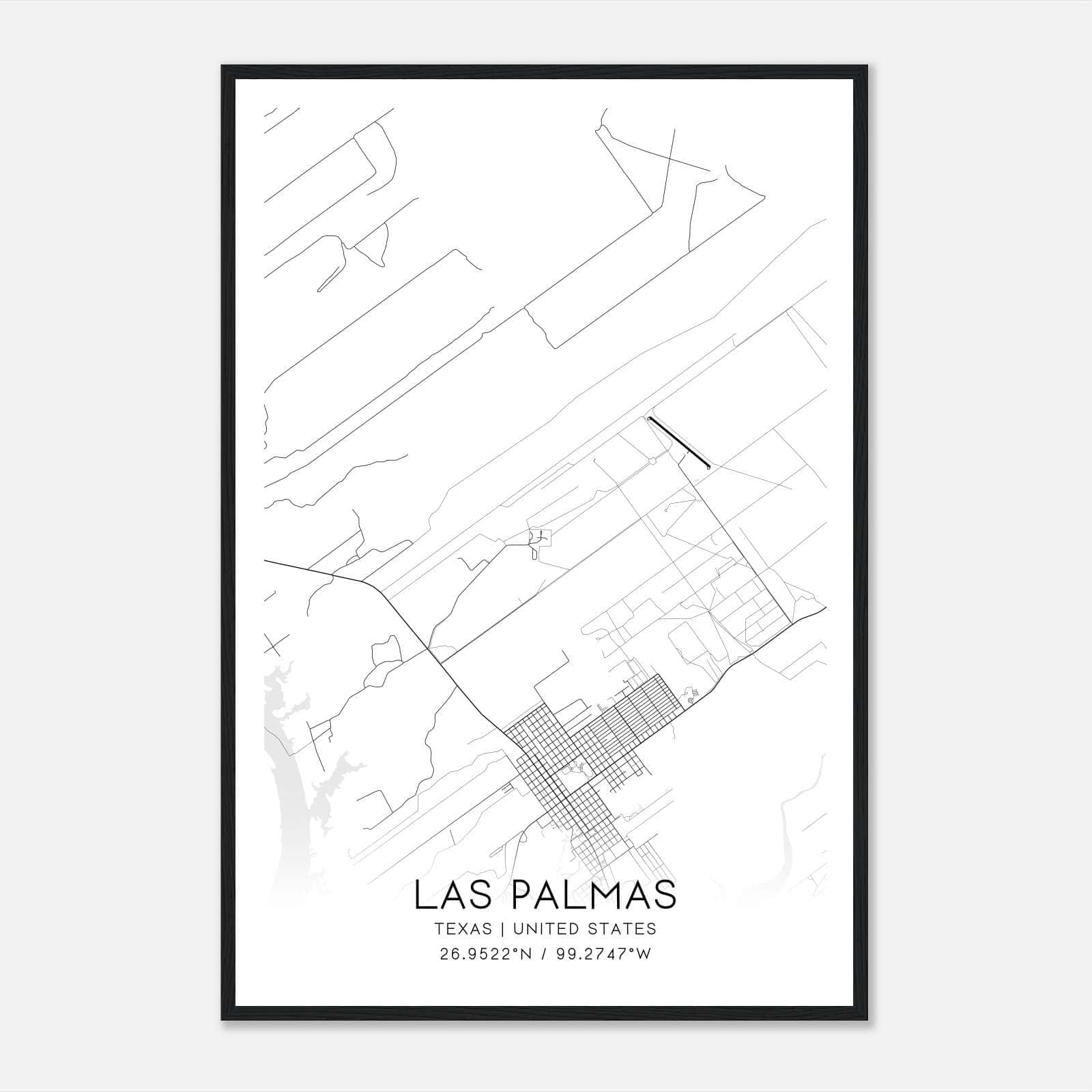 Las Palmas Texas Map Poster, Modern Home Decor Wall Art Print Las Palmas Texas Map Poster, Modern Home Decor Wall Art Print