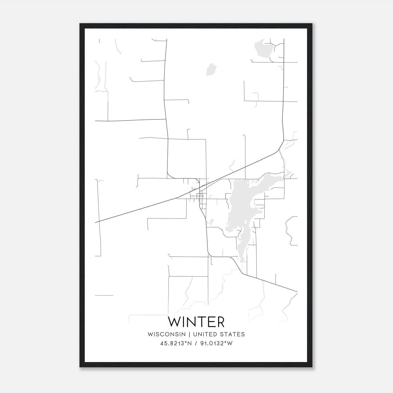 Winter Wisconsin Map Poster, Modern Home Decor Wall Art Print Winter Wisconsin Map Poster, Modern Home Decor Wall Art Print