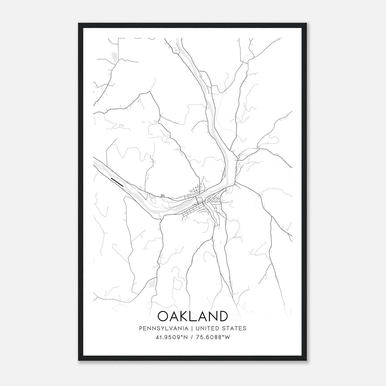 Oakland Pennsylvania Map Poster, Modern Home Decor Wall Art Print Oakland Pennsylvania Map Poster, Modern Home Decor Wall Art Print