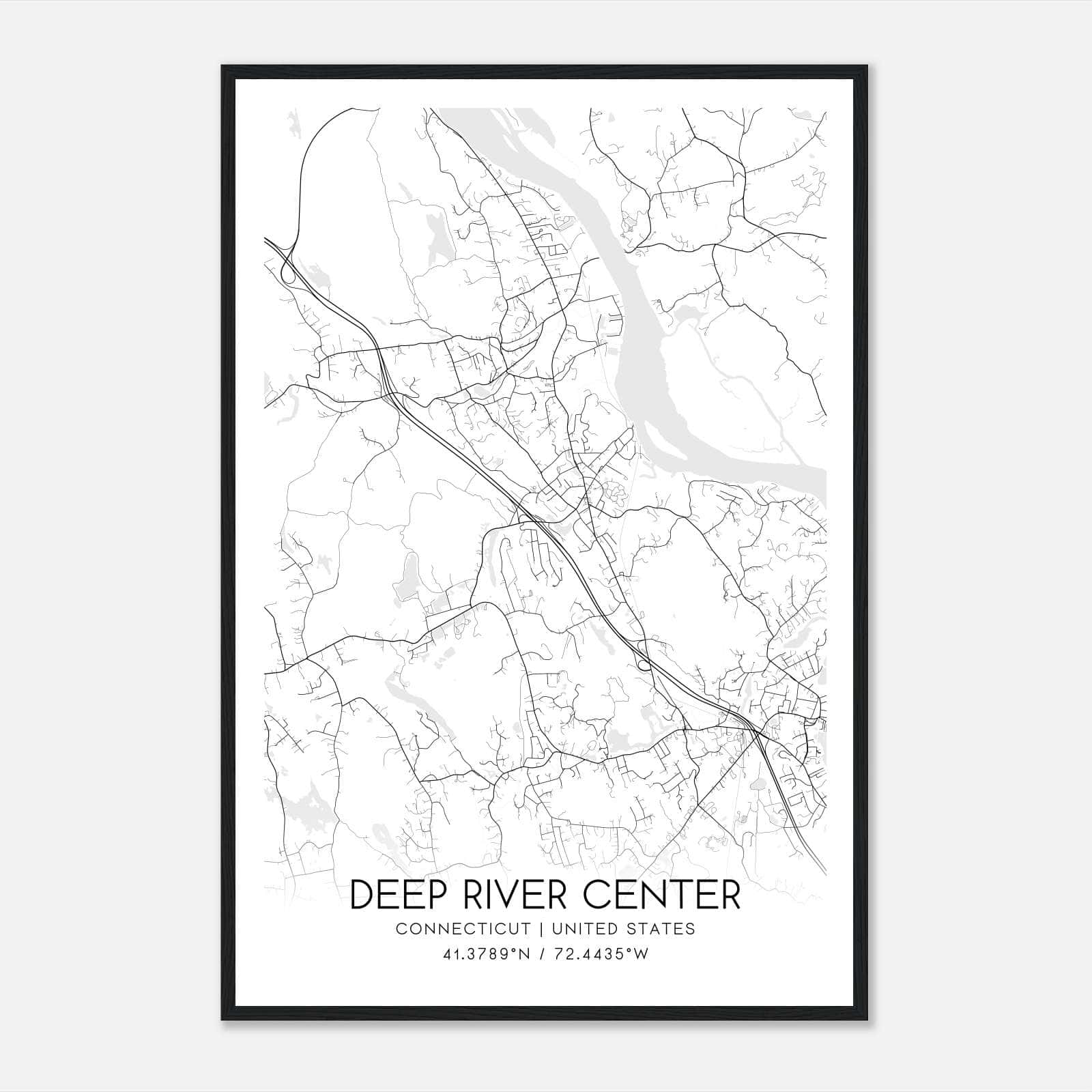 Deep River Center Connecticut Map Poster, Modern Home Decor Wall Art Print Deep River Center Connecticut Map Poster, Modern Home Decor Wall Art Print