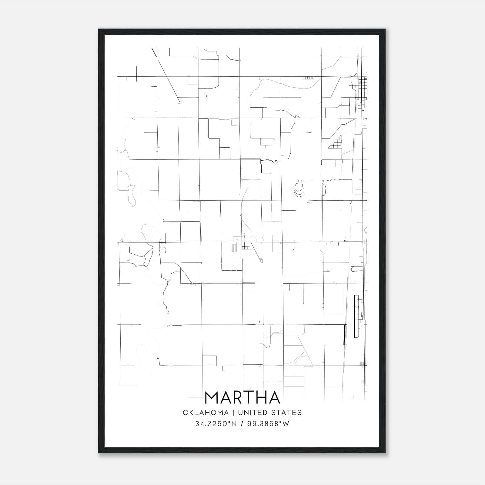 Martha Oklahoma Map Poster, Modern Home Decor Wall Art Print Martha Oklahoma Map Poster, Modern Home Decor Wall Art Print