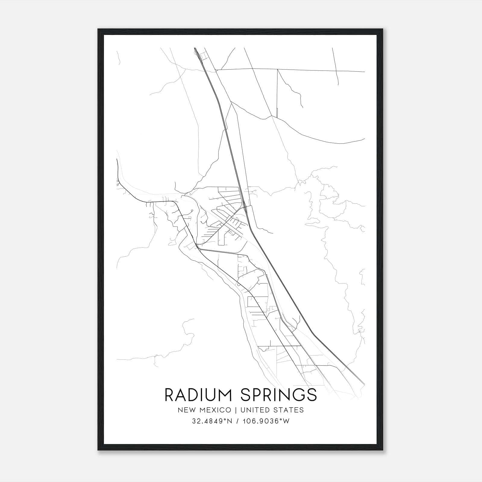 Radium Springs New Mexico Map Poster, Modern Home Decor Wall Art Print Radium Springs New Mexico Map Poster, Modern Home Decor Wall Art Print