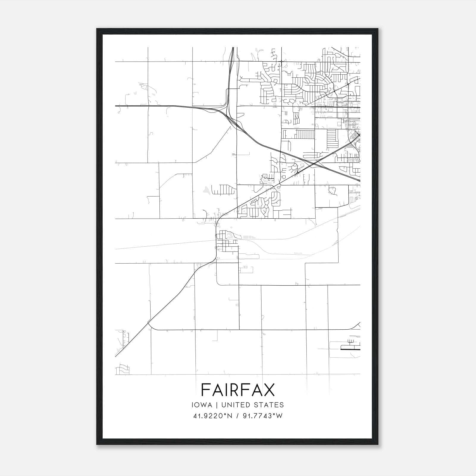 Fairfax Iowa Map Poster, Modern Home Decor Wall Art Print Fairfax Iowa Map Poster, Modern Home Decor Wall Art Print