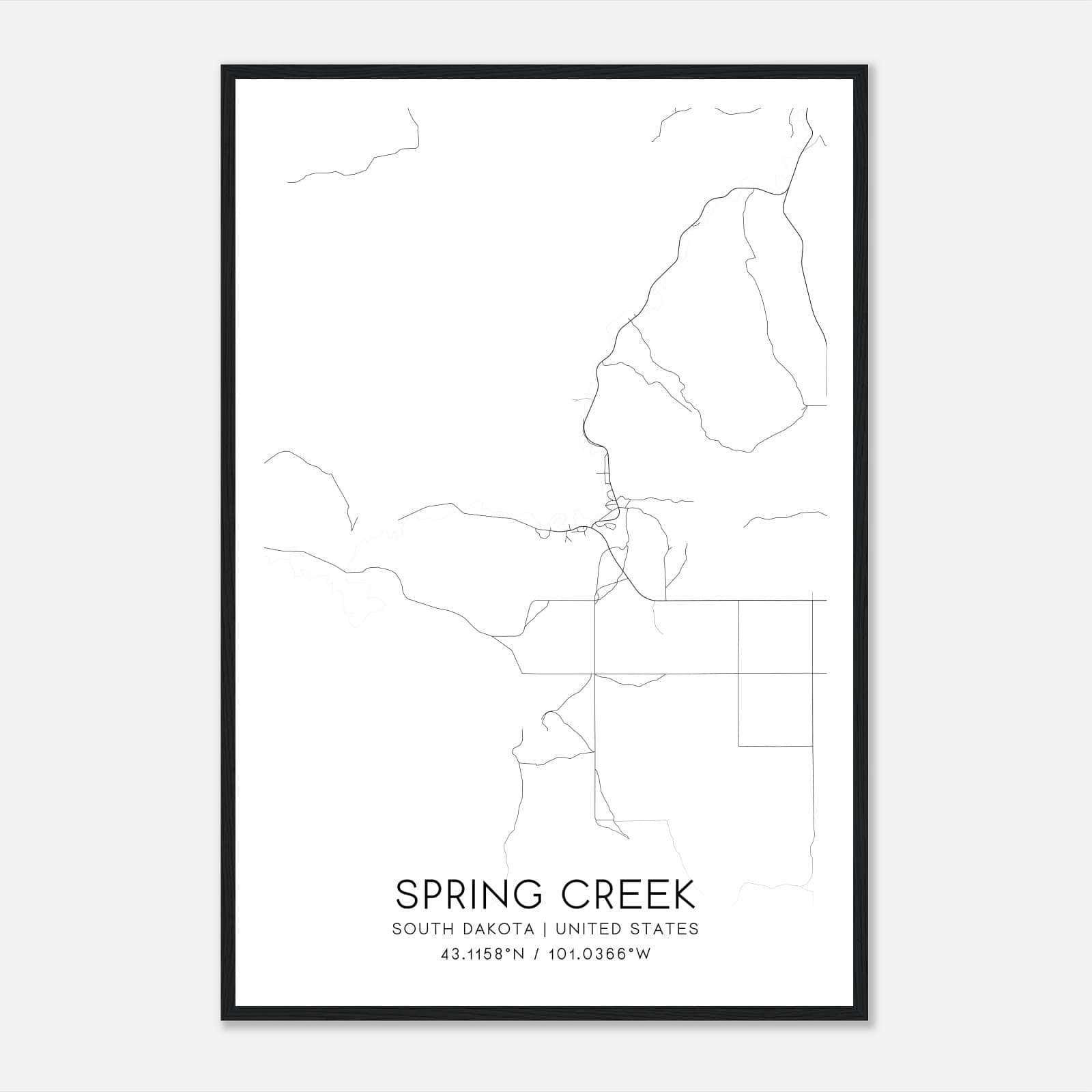 Spring Creek South Dakota Map Poster, Modern Home Decor Wall Art Print Spring Creek South Dakota Map Poster, Modern Home Decor Wall Art Print