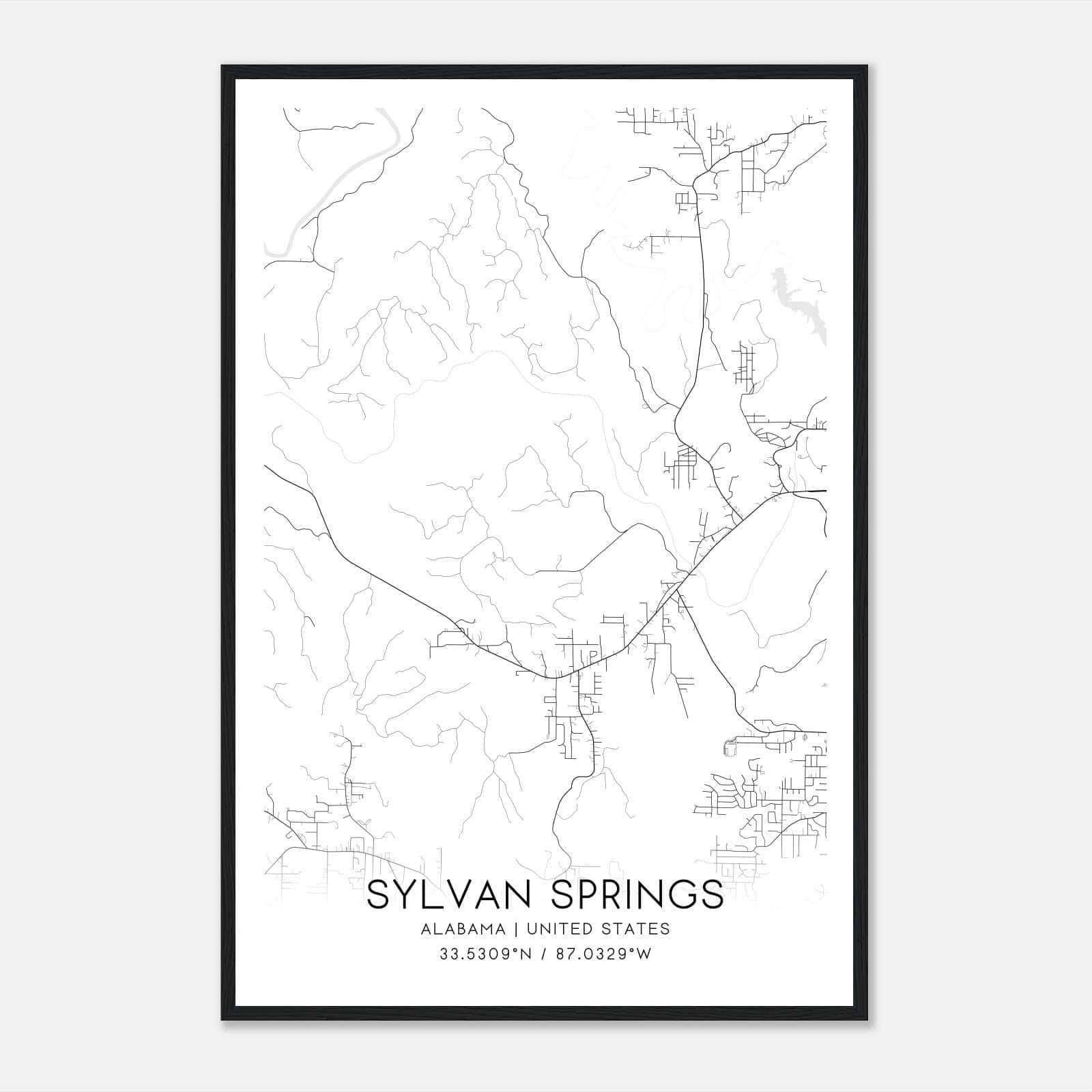 Sylvan Springs Alabama Map Poster, Modern Home Decor Wall Art Print Sylvan Springs Alabama Map Poster, Modern Home Decor Wall Art Print
