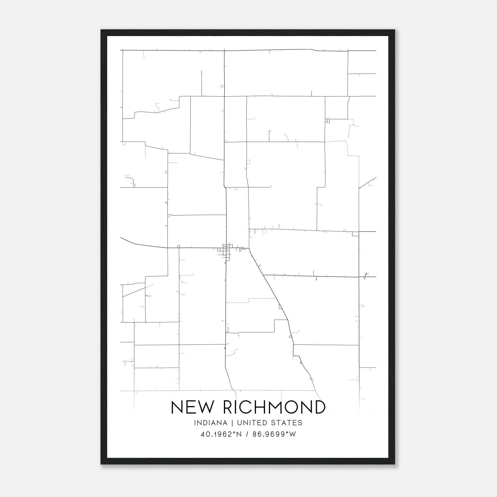 New Richmond Indiana Map Poster, Modern Home Decor Wall Art Print New Richmond Indiana Map Poster, Modern Home Decor Wall Art Print