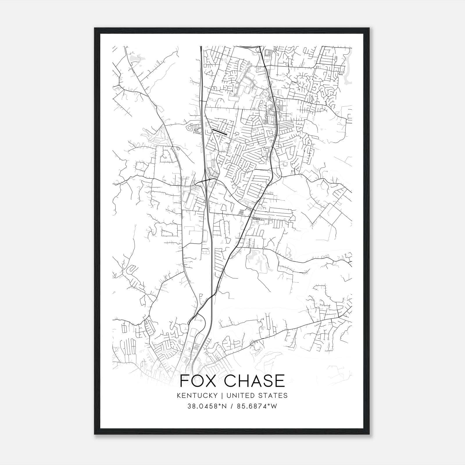 Fox Chase Kentucky Map Poster, Modern Home Decor Wall Art Print Fox Chase Kentucky Map Poster, Modern Home Decor Wall Art Print
