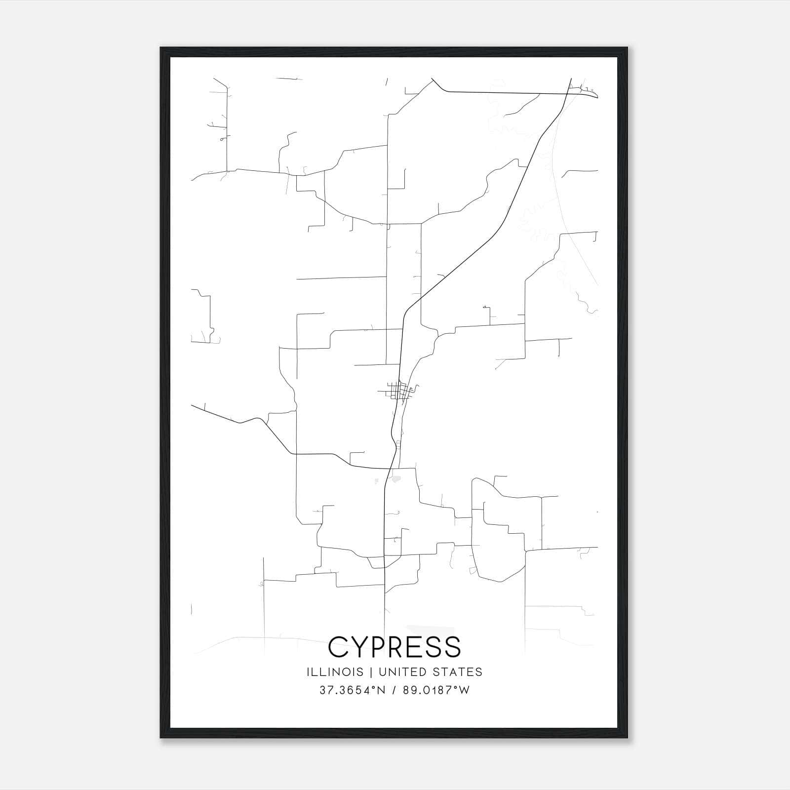 Cypress Illinois Map Poster, Modern Home Decor Wall Art Print Cypress Illinois Map Poster, Modern Home Decor Wall Art Print