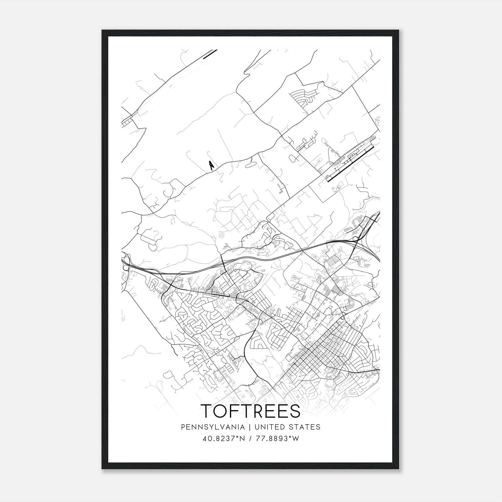Toftrees Pennsylvania Map Poster, Modern Home Decor Wall Art Print Toftrees Pennsylvania Map Poster, Modern Home Decor Wall Art Print