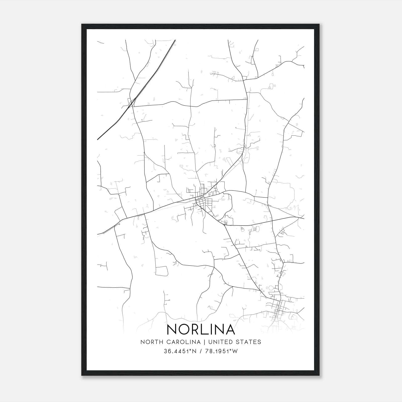 Norlina North Carolina Map Poster, Modern Home Decor Wall Art Print Norlina North Carolina Map Poster, Modern Home Decor Wall Art Print
