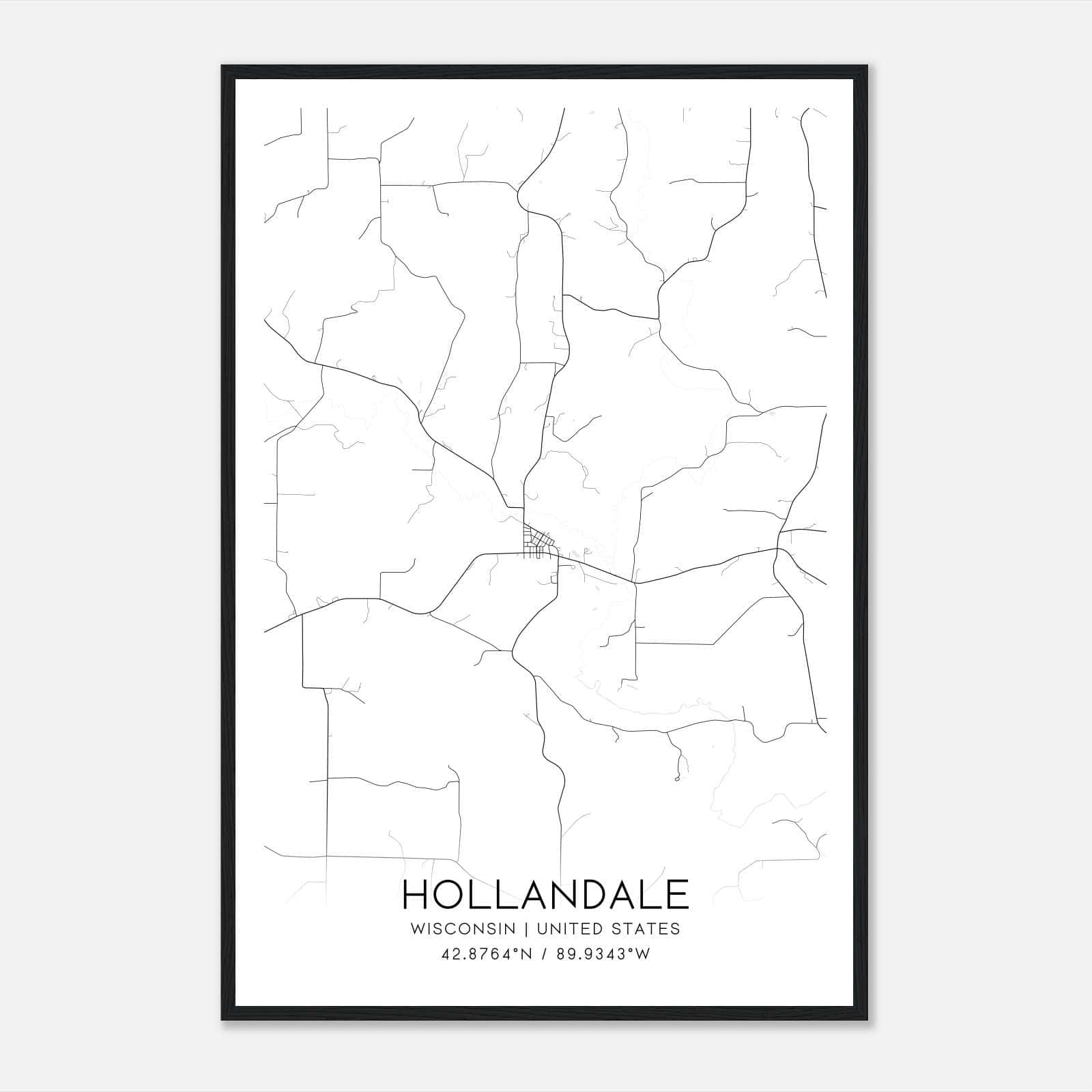 Hollandale Wisconsin Map Poster, Modern Home Decor Wall Art Print Hollandale Wisconsin Map Poster, Modern Home Decor Wall Art Print