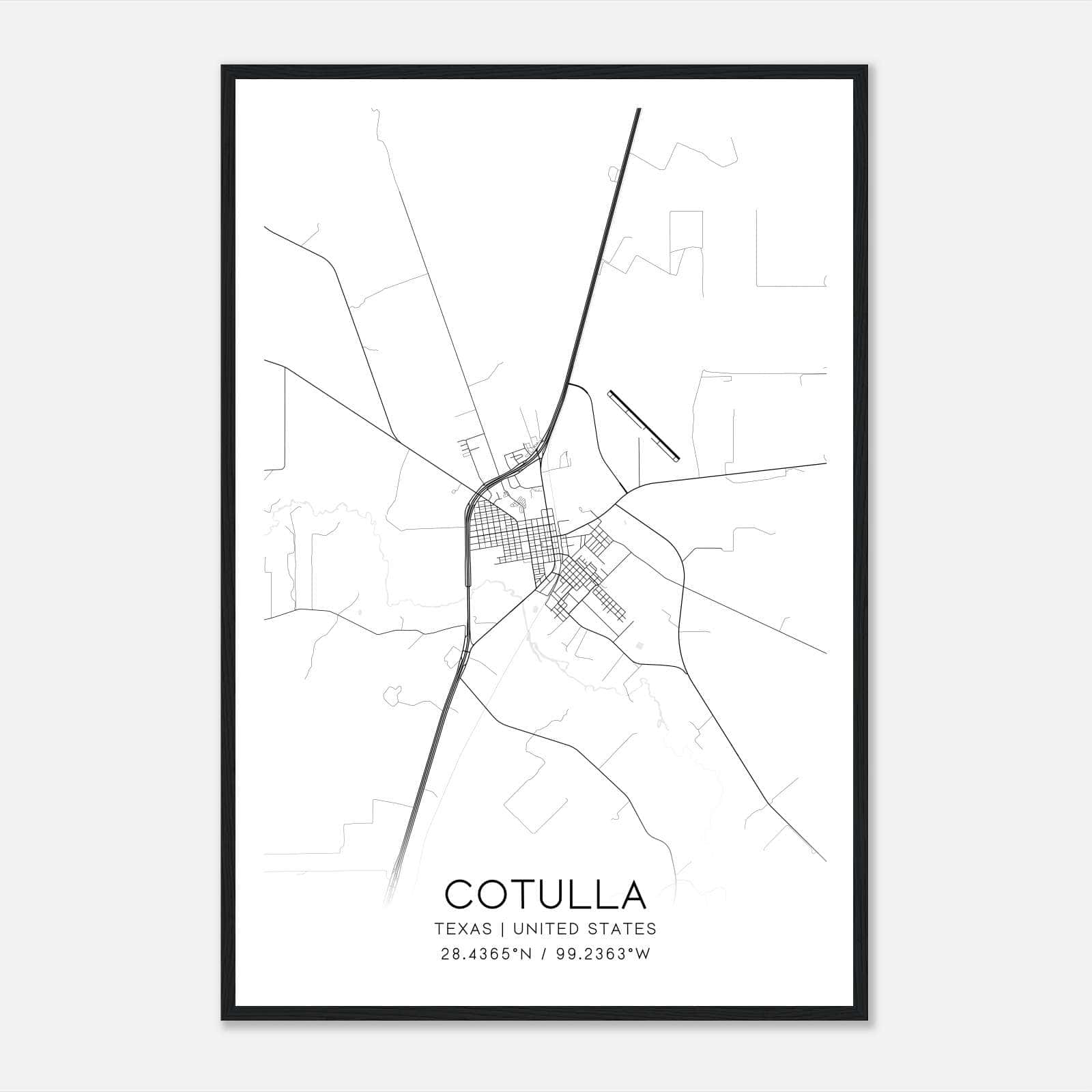 Cotulla Texas Map Poster, Modern Home Decor Wall Art Print Cotulla Texas Map Poster, Modern Home Decor Wall Art Print