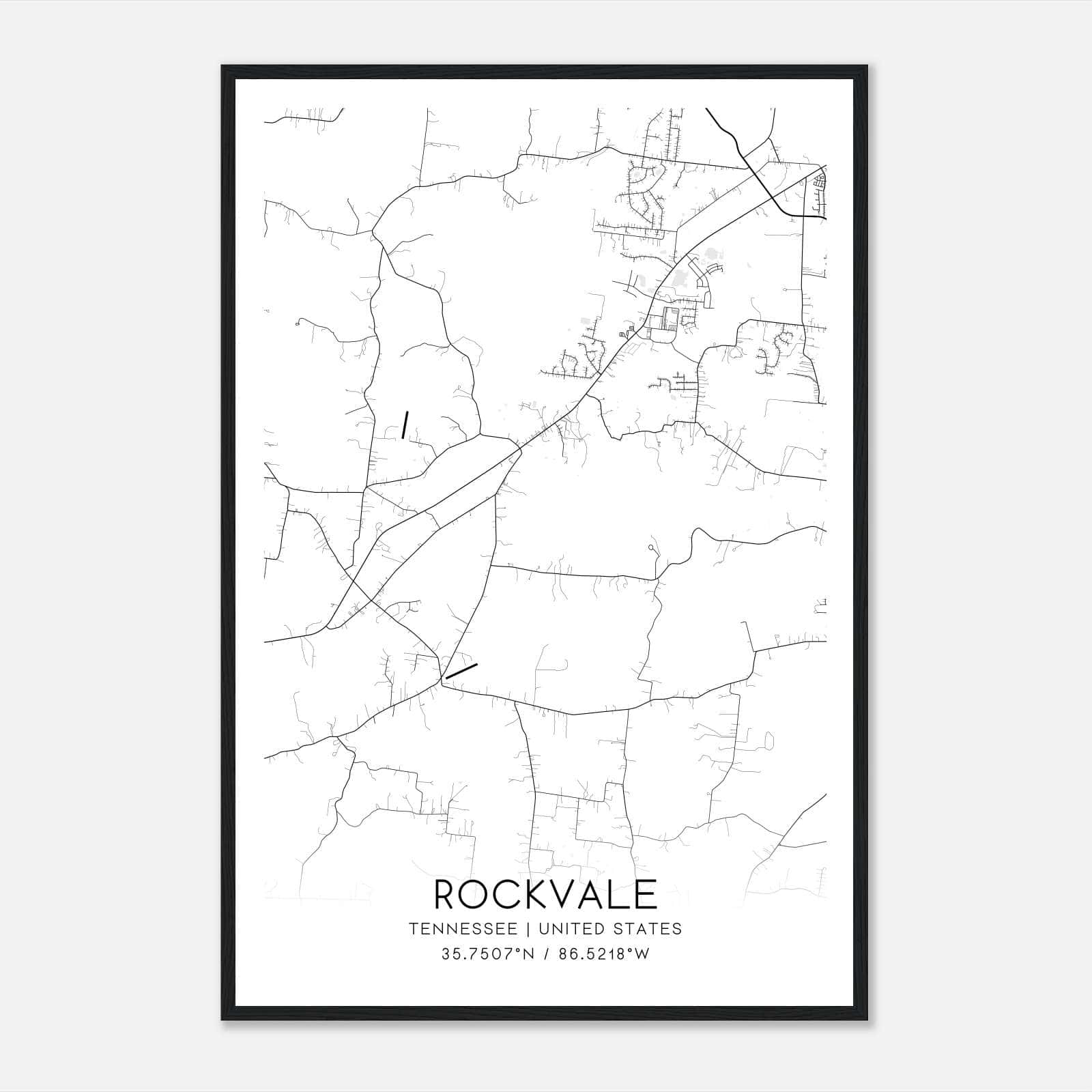 Rockvale Tennessee Map Poster, Modern Home Decor Wall Art Print Rockvale Tennessee Map Poster, Modern Home Decor Wall Art Print