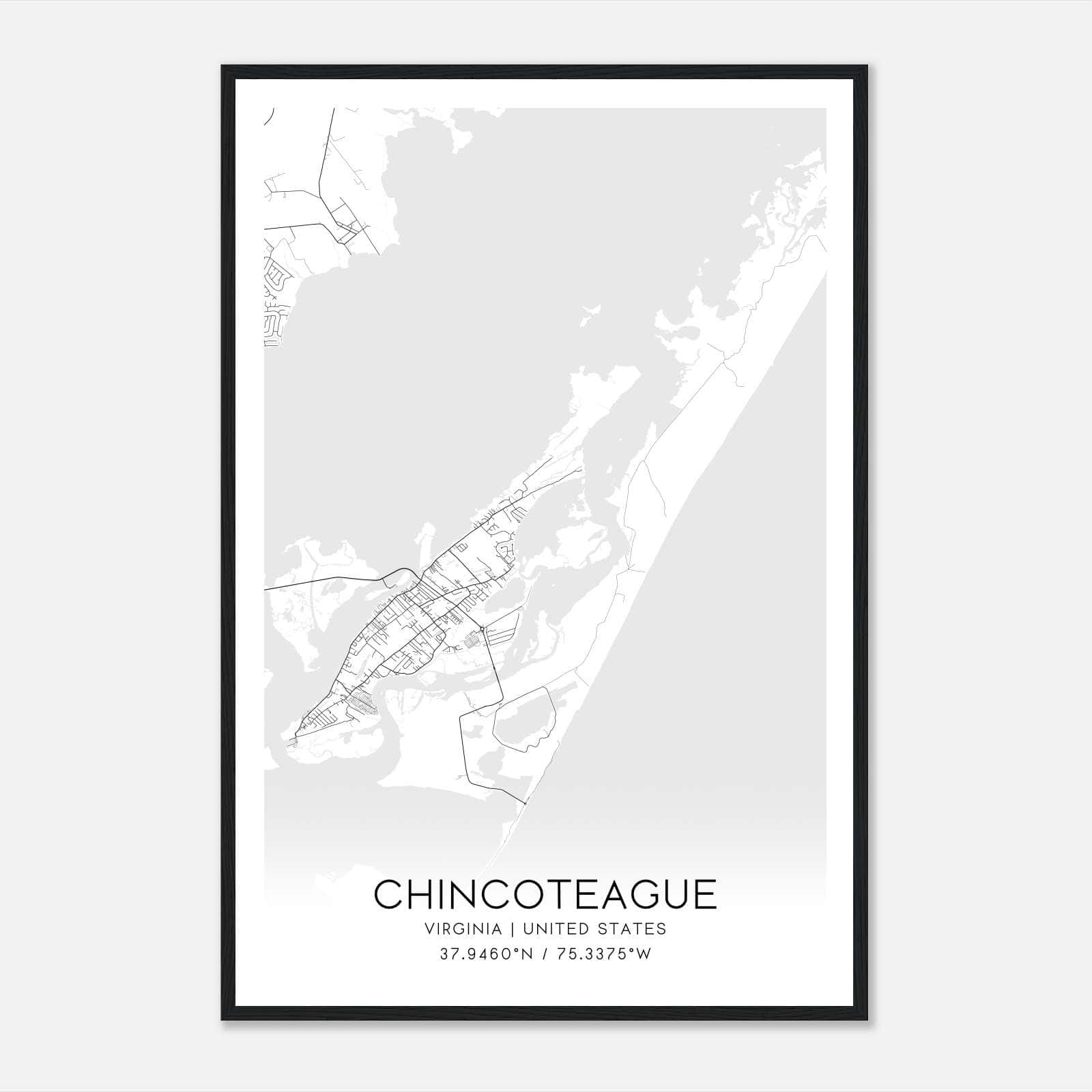 Chincoteague Virginia Map Poster, Modern Home Decor Wall Art Print Chincoteague Virginia Map Poster, Modern Home Decor Wall Art Print