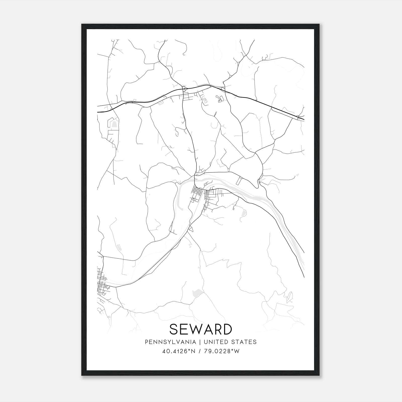 Seward Pennsylvania Map Poster, Modern Home Decor Wall Art Print Seward Pennsylvania Map Poster, Modern Home Decor Wall Art Print