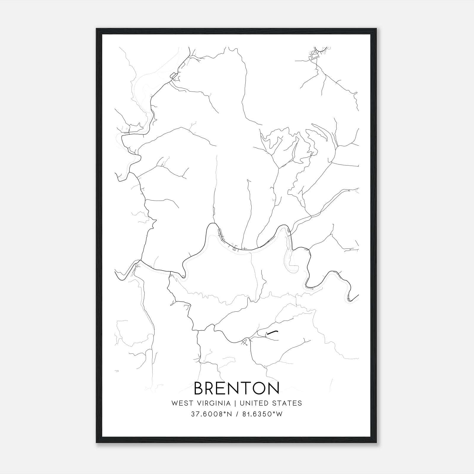 Brenton West Virginia Map Poster, Modern Home Decor Wall Art Print Brenton West Virginia Map Poster, Modern Home Decor Wall Art Print