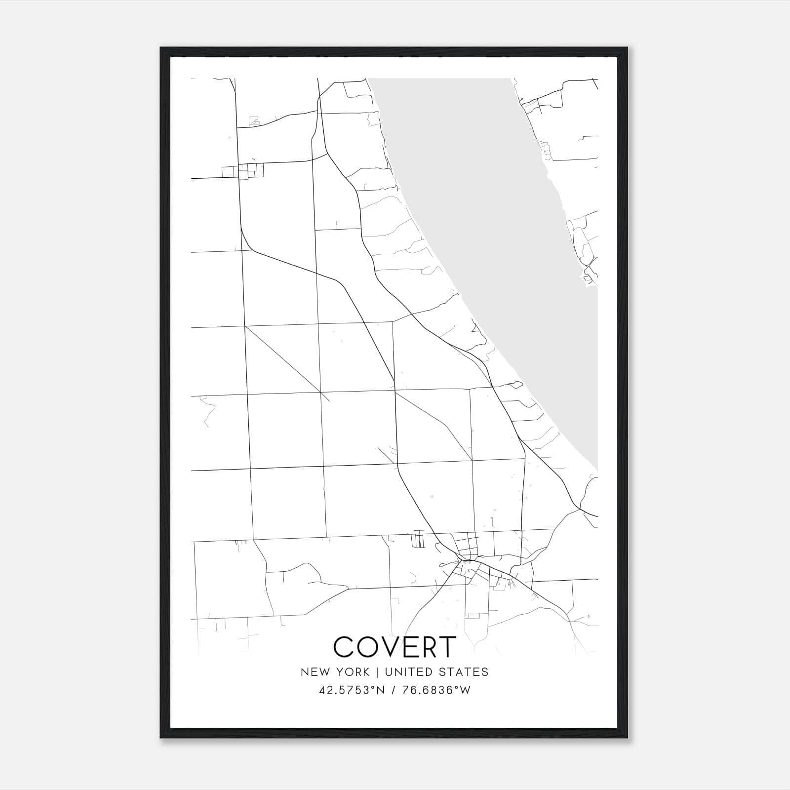 Covert New York Map Poster, Modern Home Decor Wall Art Print Covert New York Map Poster, Modern Home Decor Wall Art Print