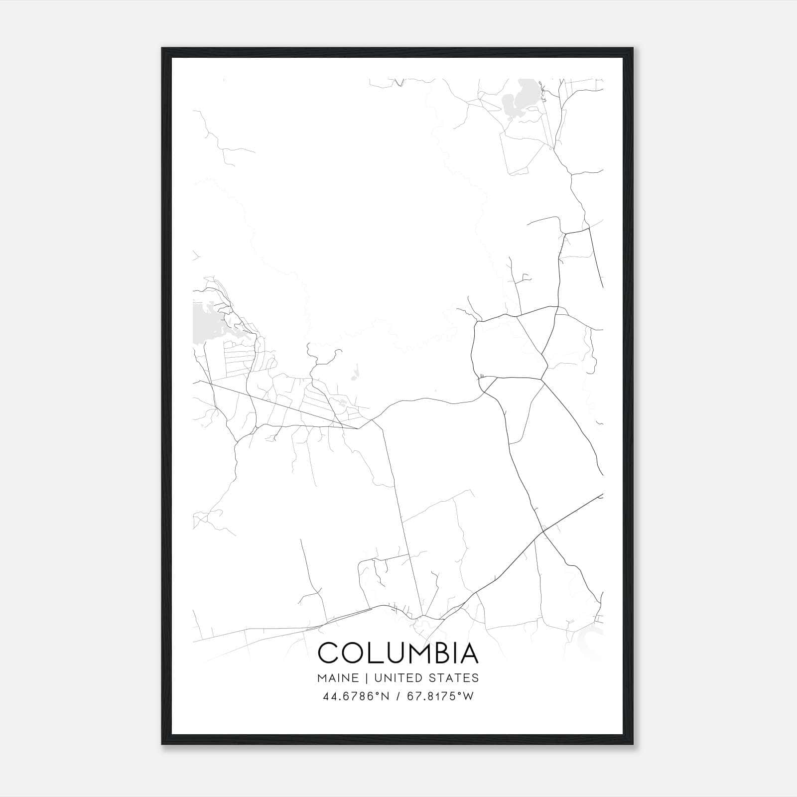 Columbia Maine Map Poster, Modern Home Decor Wall Art Print Columbia Maine Map Poster, Modern Home Decor Wall Art Print