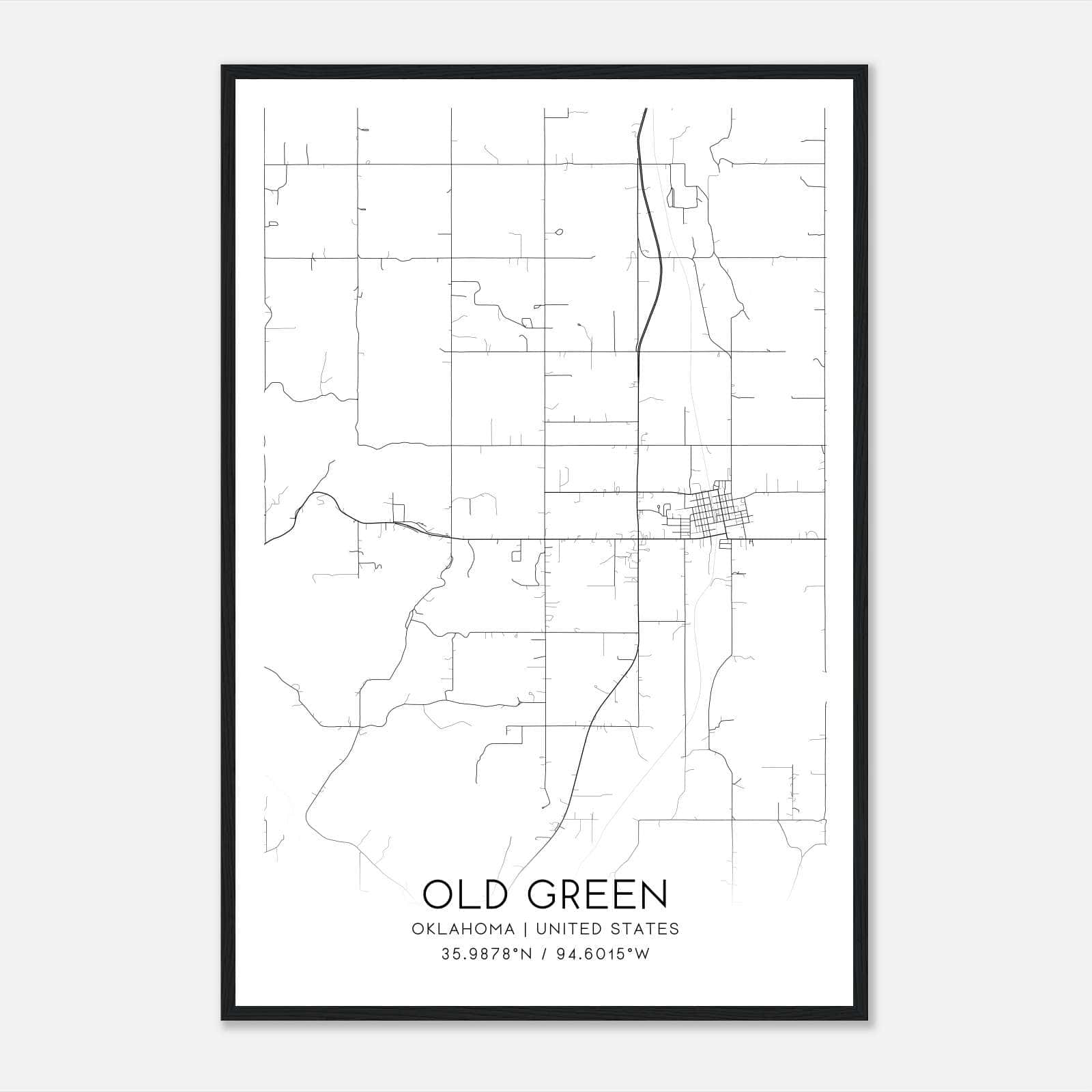 Old Green Oklahoma Map Poster, Modern Home Decor Wall Art Print Old Green Oklahoma Map Poster, Modern Home Decor Wall Art Print