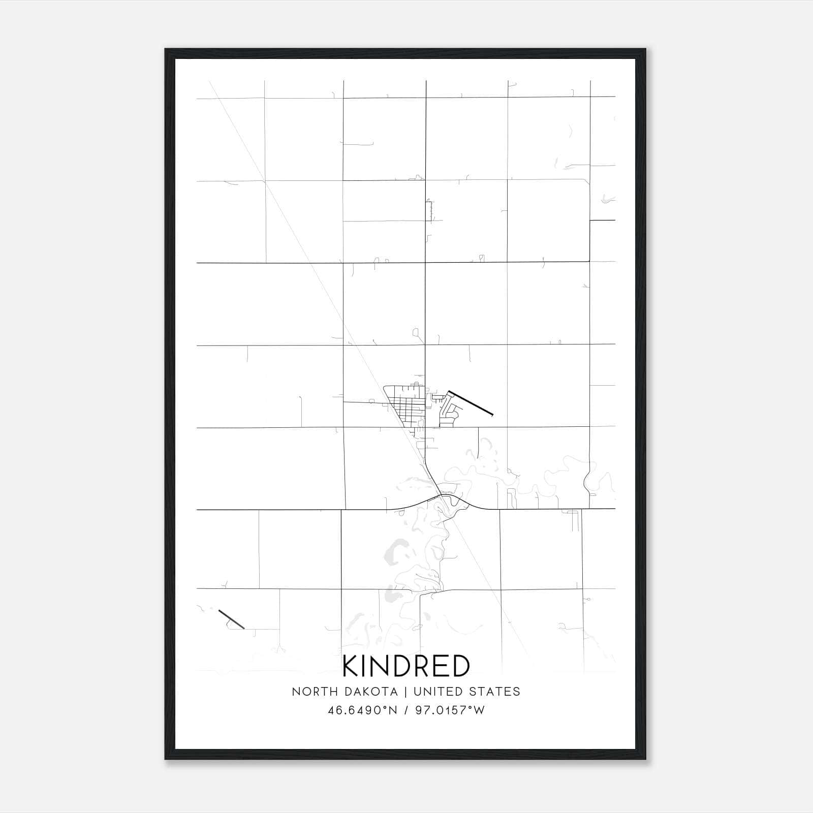 Kindred North Dakota Map Poster, Modern Home Decor Wall Art Print Kindred North Dakota Map Poster, Modern Home Decor Wall Art Print