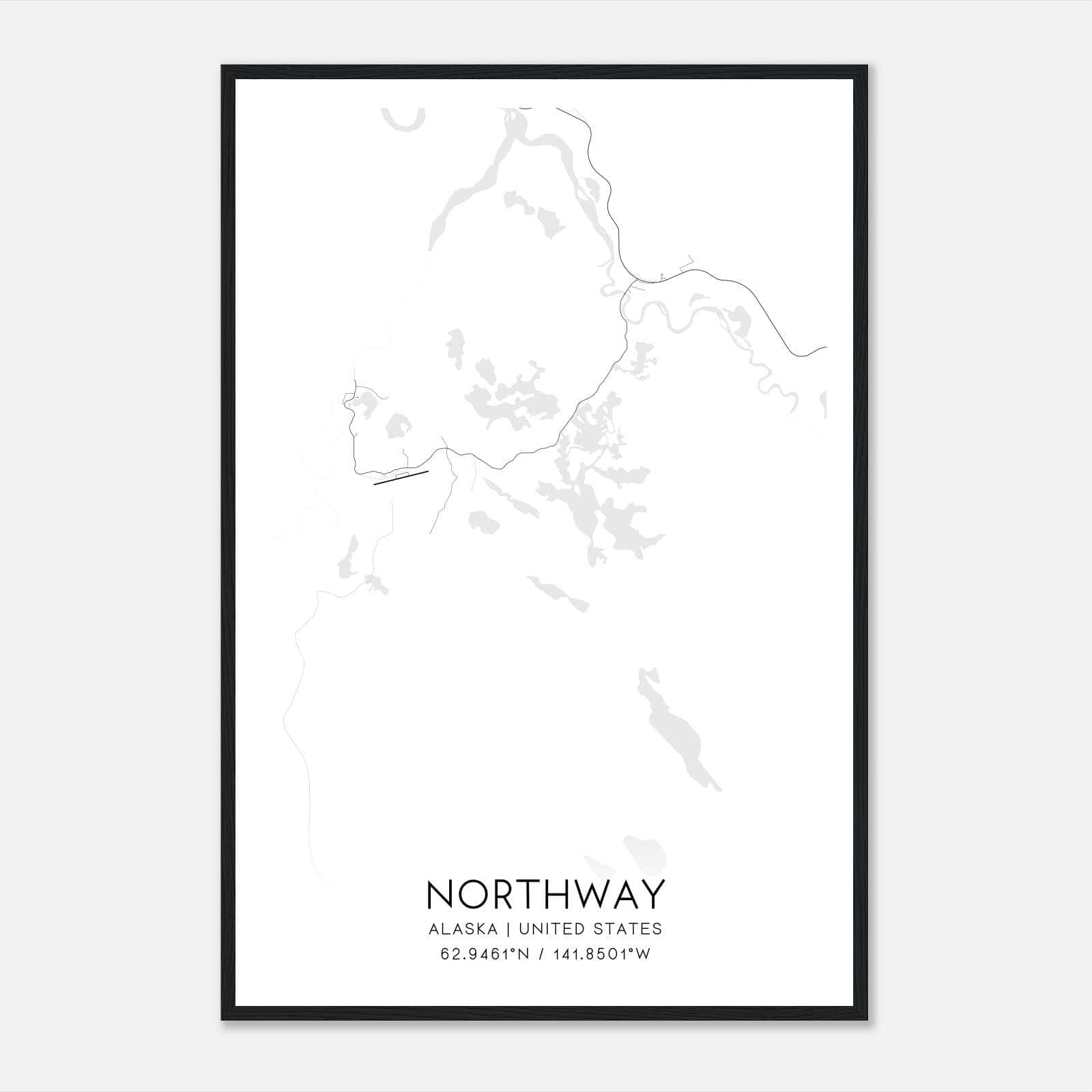 Northway Alaska Map Poster, Modern Home Decor Wall Art Print Northway Alaska Map Poster, Modern Home Decor Wall Art Print