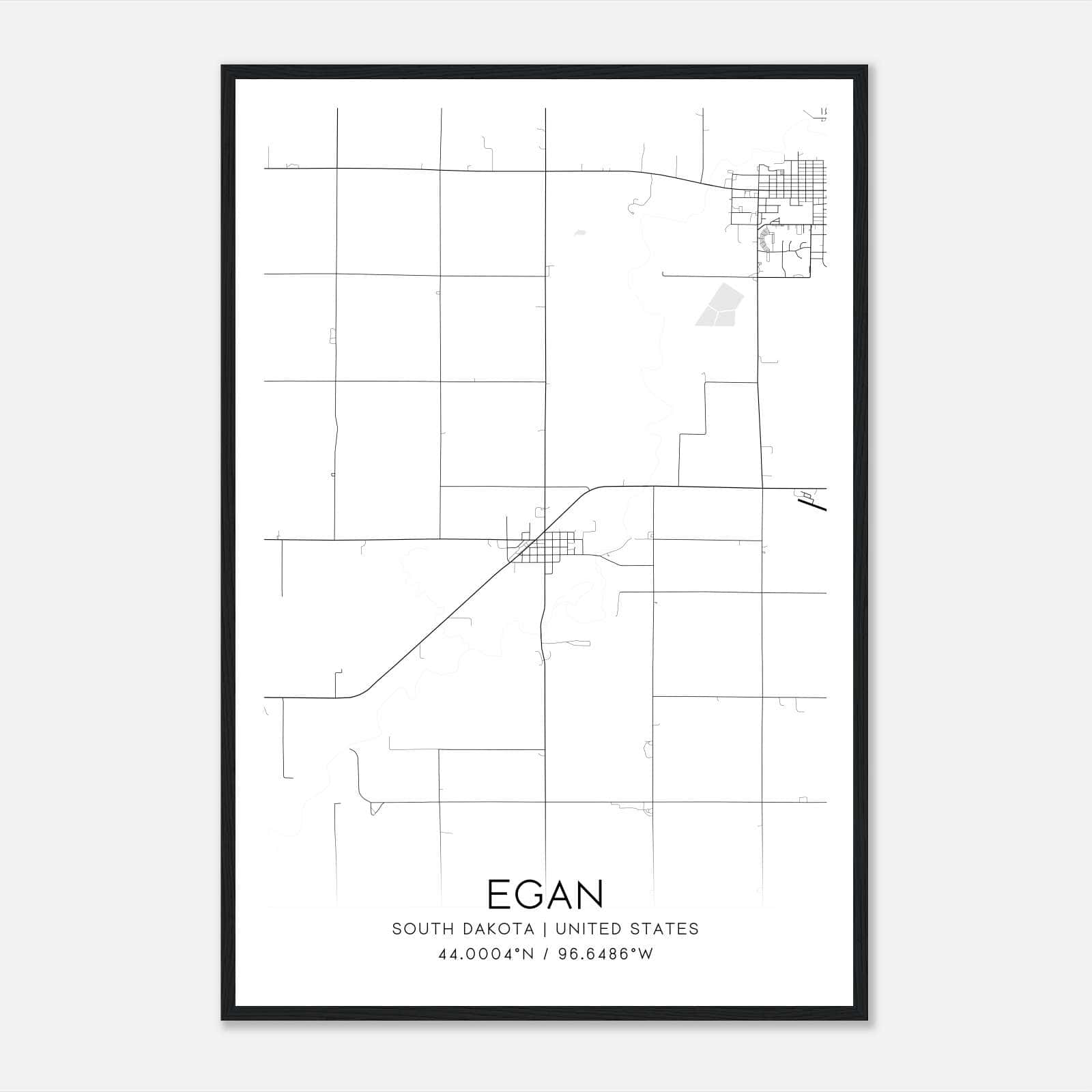 Egan South Dakota Map Poster, Modern Home Decor Wall Art Print Egan South Dakota Map Poster, Modern Home Decor Wall Art Print