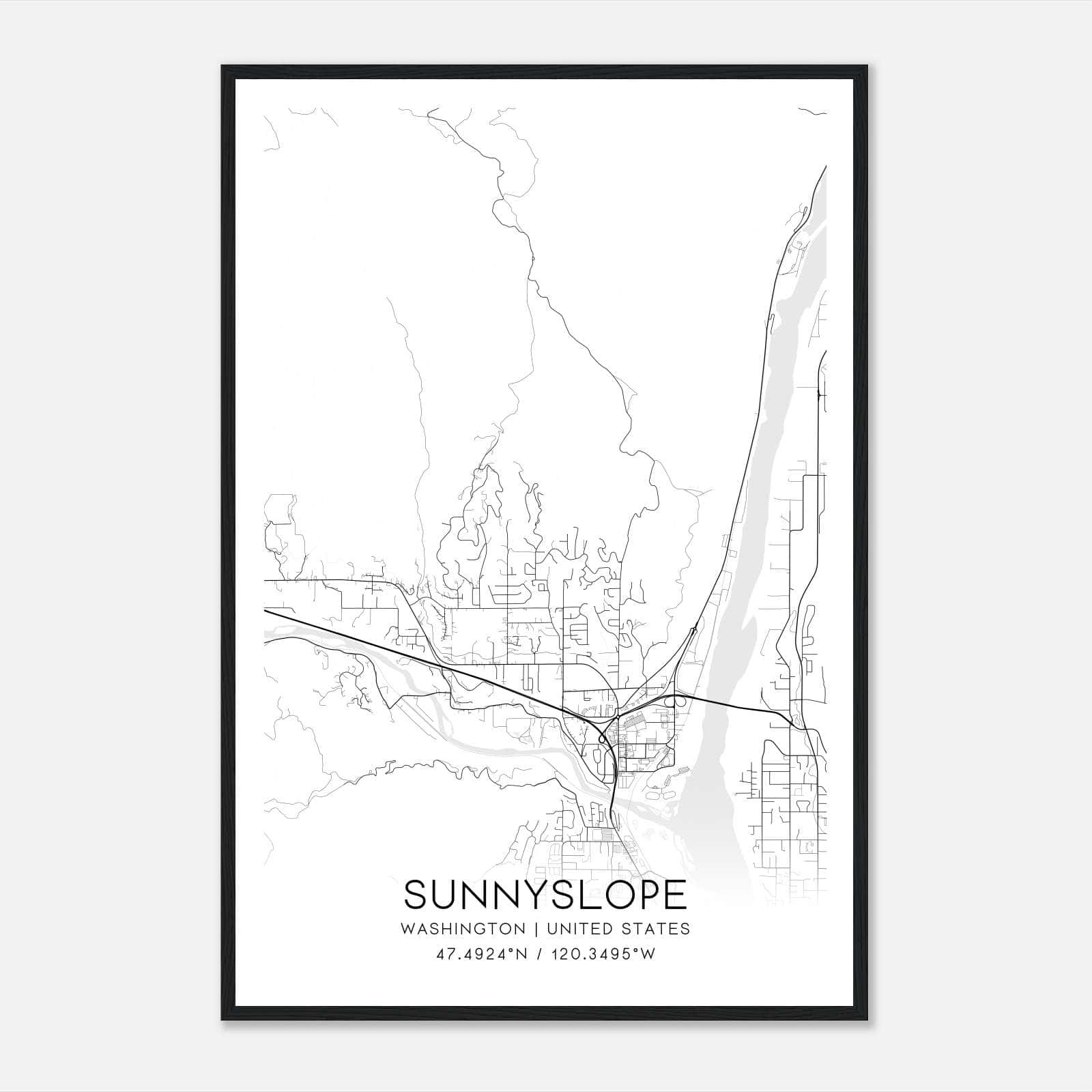 Sunnyslope Washington Map Poster, Modern Home Decor Wall Art Print Sunnyslope Washington Map Poster, Modern Home Decor Wall Art Print