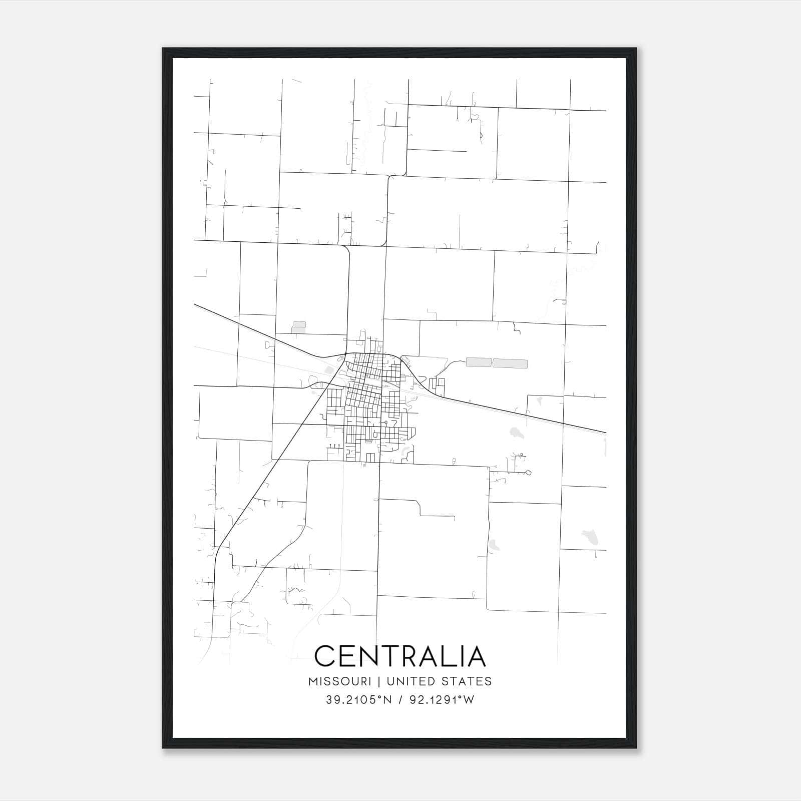 Centralia Missouri Map Poster, Modern Home Decor Wall Art Print Centralia Missouri Map Poster, Modern Home Decor Wall Art Print