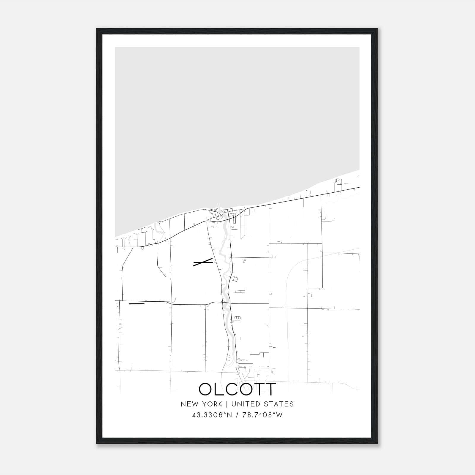 Olcott New York Map Poster, Modern Home Decor Wall Art Print Olcott New York Map Poster, Modern Home Decor Wall Art Print