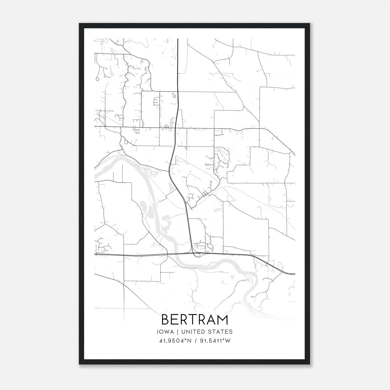 Bertram Iowa Map Poster, Modern Home Decor Wall Art Print Bertram Iowa Map Poster, Modern Home Decor Wall Art Print