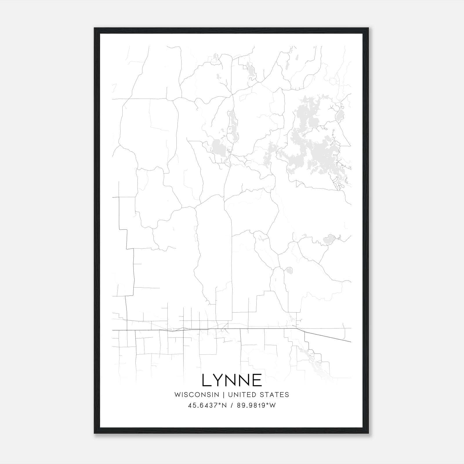 Lynne Wisconsin Map Poster, Modern Home Decor Wall Art Print Lynne Wisconsin Map Poster, Modern Home Decor Wall Art Print