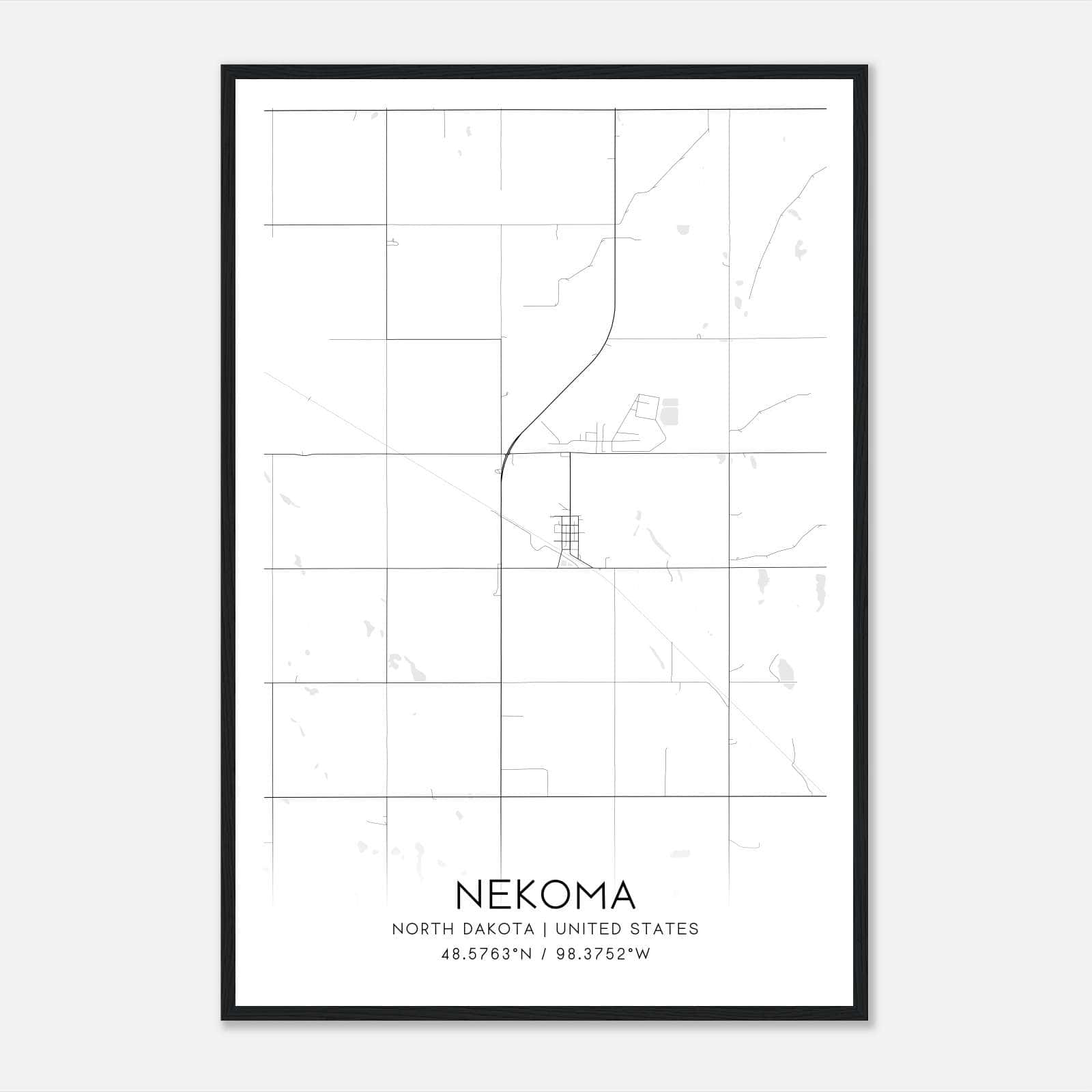 Nekoma North Dakota Map Poster, Modern Home Decor Wall Art Print Nekoma North Dakota Map Poster, Modern Home Decor Wall Art Print