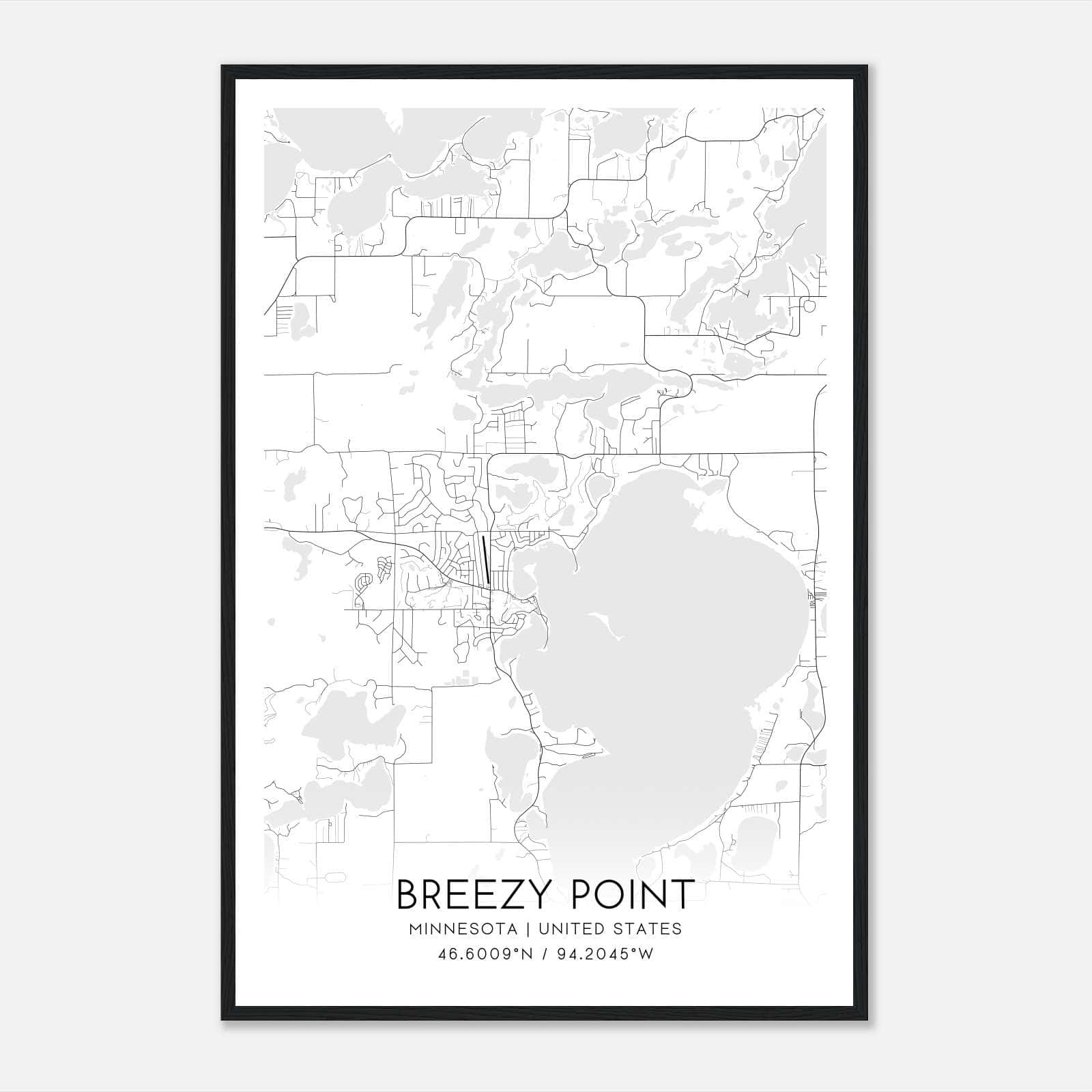 Breezy Point Minnesota Map Poster, Modern Home Decor Wall Art Print Breezy Point Minnesota Map Poster, Modern Home Decor Wall Art Print