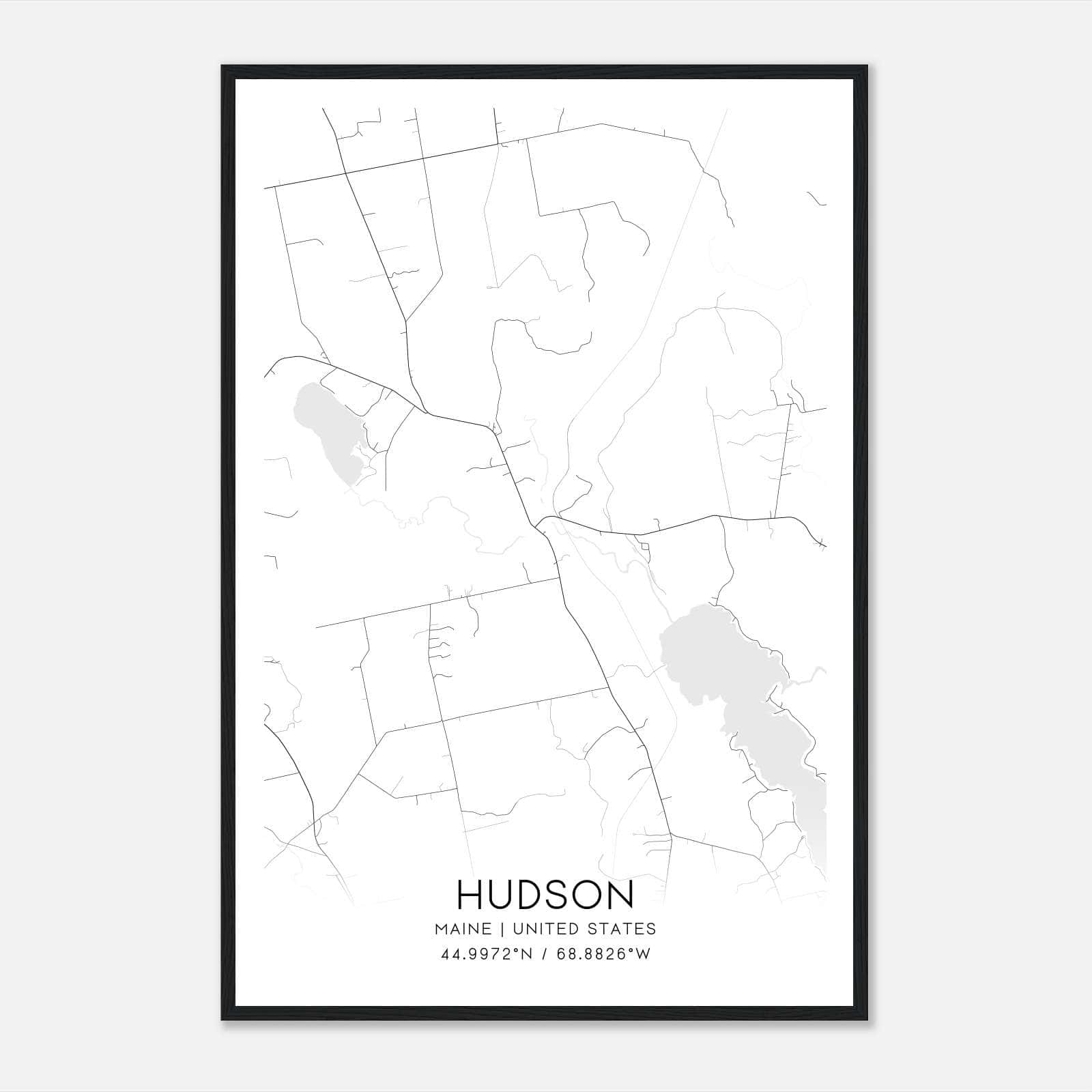 Hudson Maine Map Poster, Modern Home Decor Wall Art Print Hudson Maine Map Poster, Modern Home Decor Wall Art Print