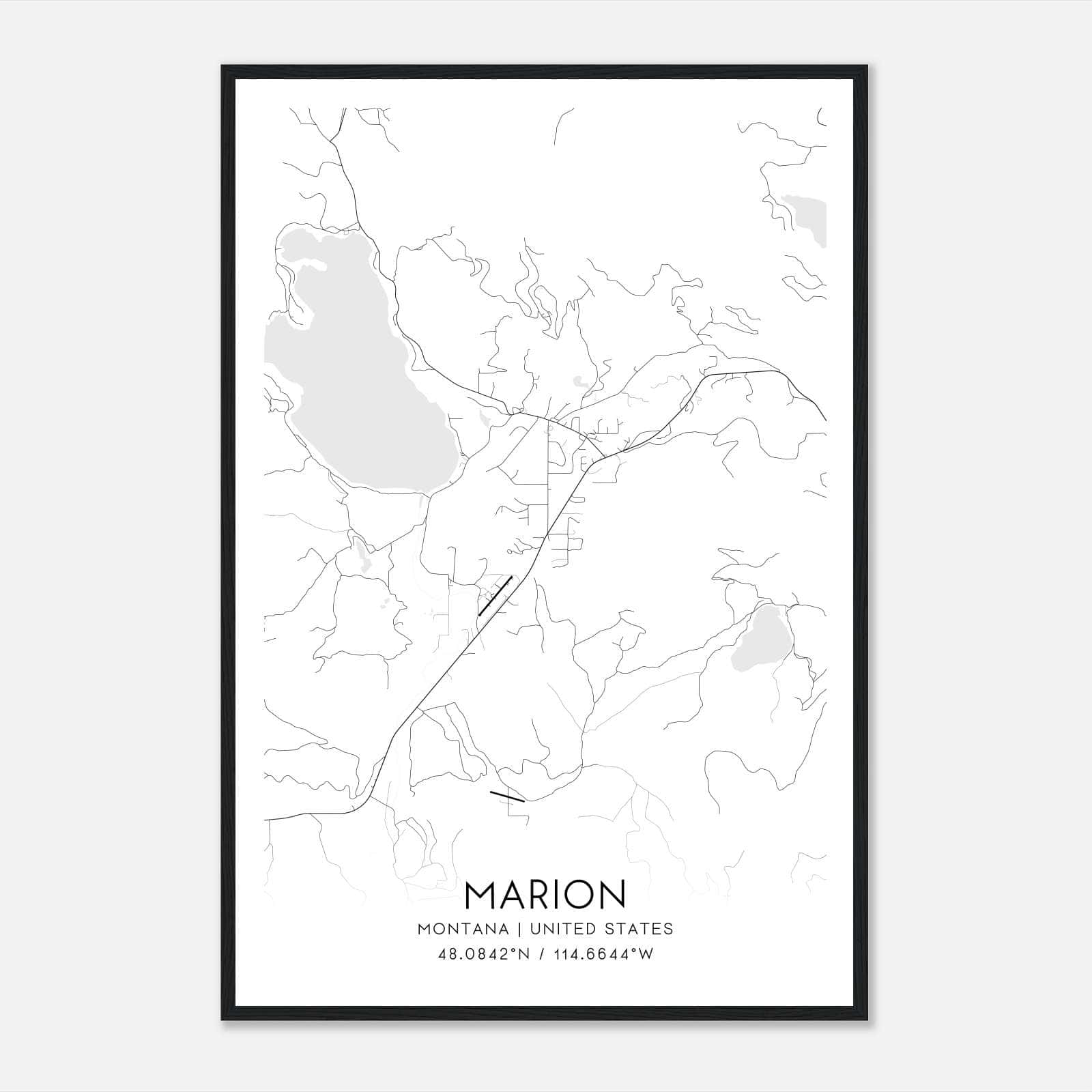 Marion Montana Map Poster, Modern Home Decor Wall Art Print Marion Montana Map Poster, Modern Home Decor Wall Art Print
