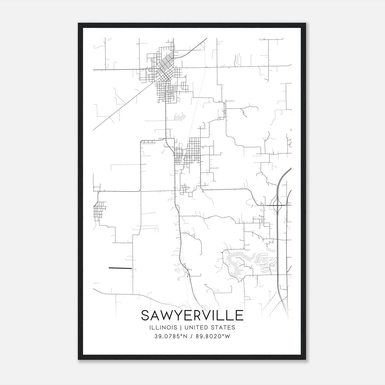 Sawyerville Illinois Map Poster, Modern Home Decor Wall Art Print Sawyerville Illinois Map Poster, Modern Home Decor Wall Art Print