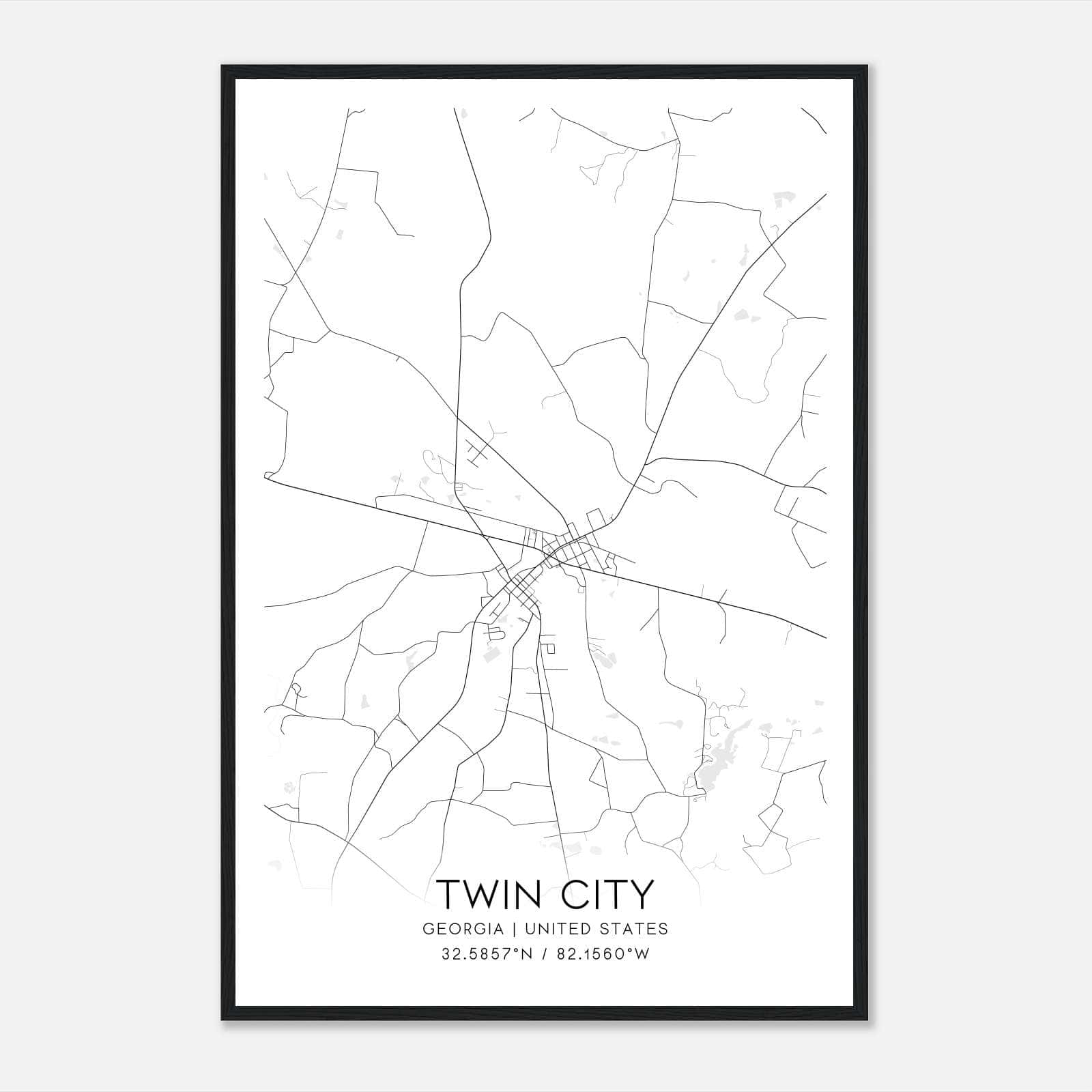 Twin City Georgia Map Poster, Modern Home Decor Wall Art Print Twin City Georgia Map Poster, Modern Home Decor Wall Art Print
