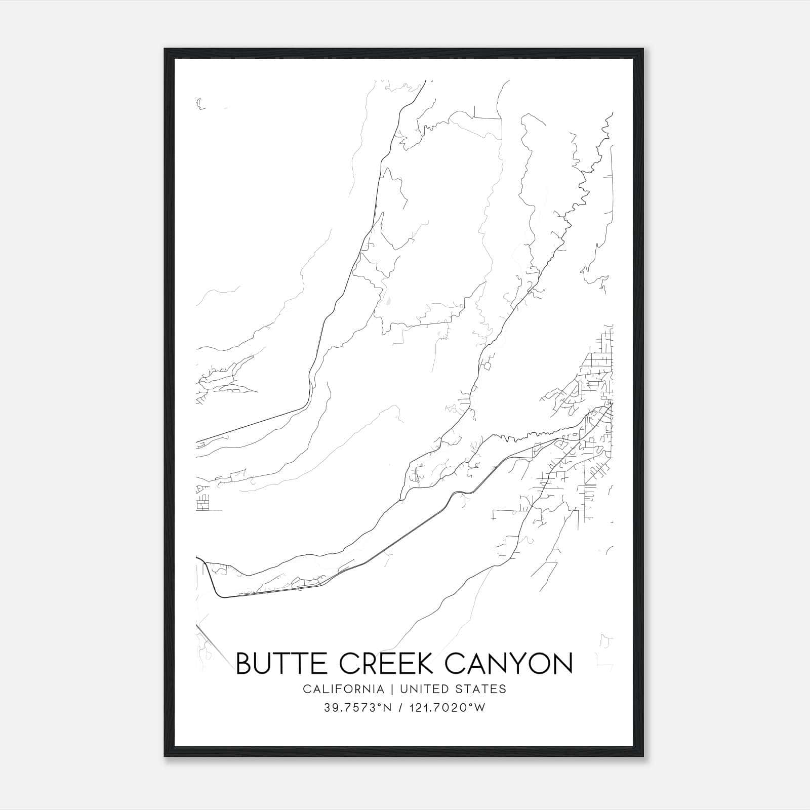 Butte Creek Canyon California Map Poster, Modern Home Decor Wall Art Print Butte Creek Canyon California Map Poster, Modern Home Decor Wall Art Print